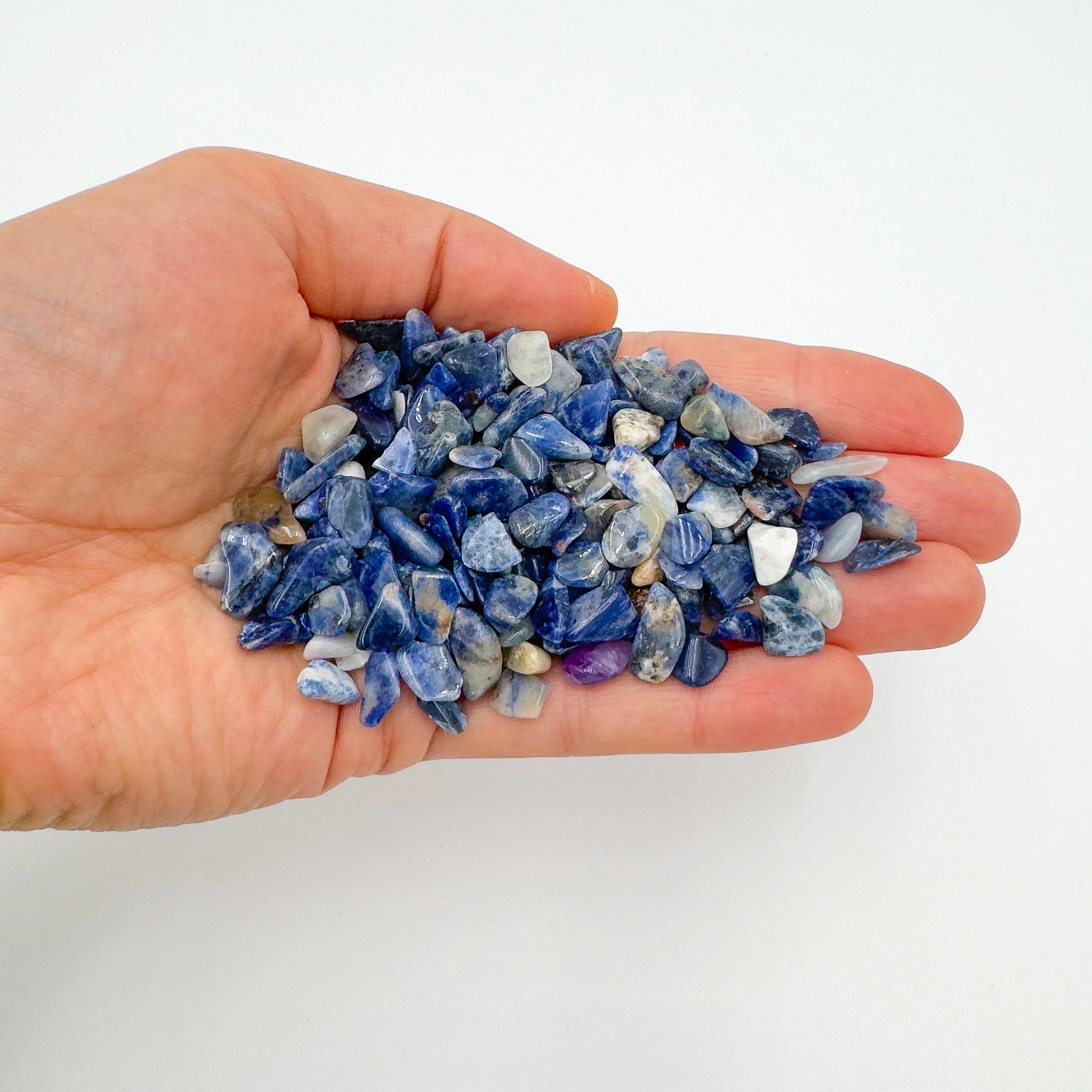 Reverse angle of Sodalite polished chip, showing soft luster.