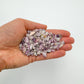 Back view of Lepidolite polished chip, sourced from Namibia, showing natural variation.