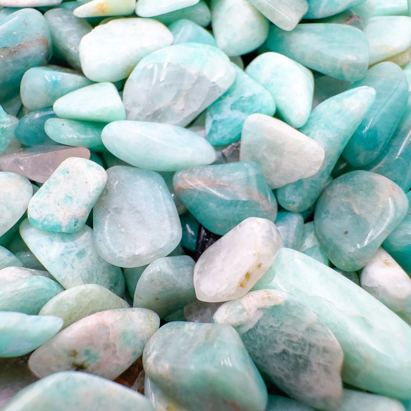 Close-up of Amazonite crystal from Mozambique, soothing wellness stone for Emotional Healing