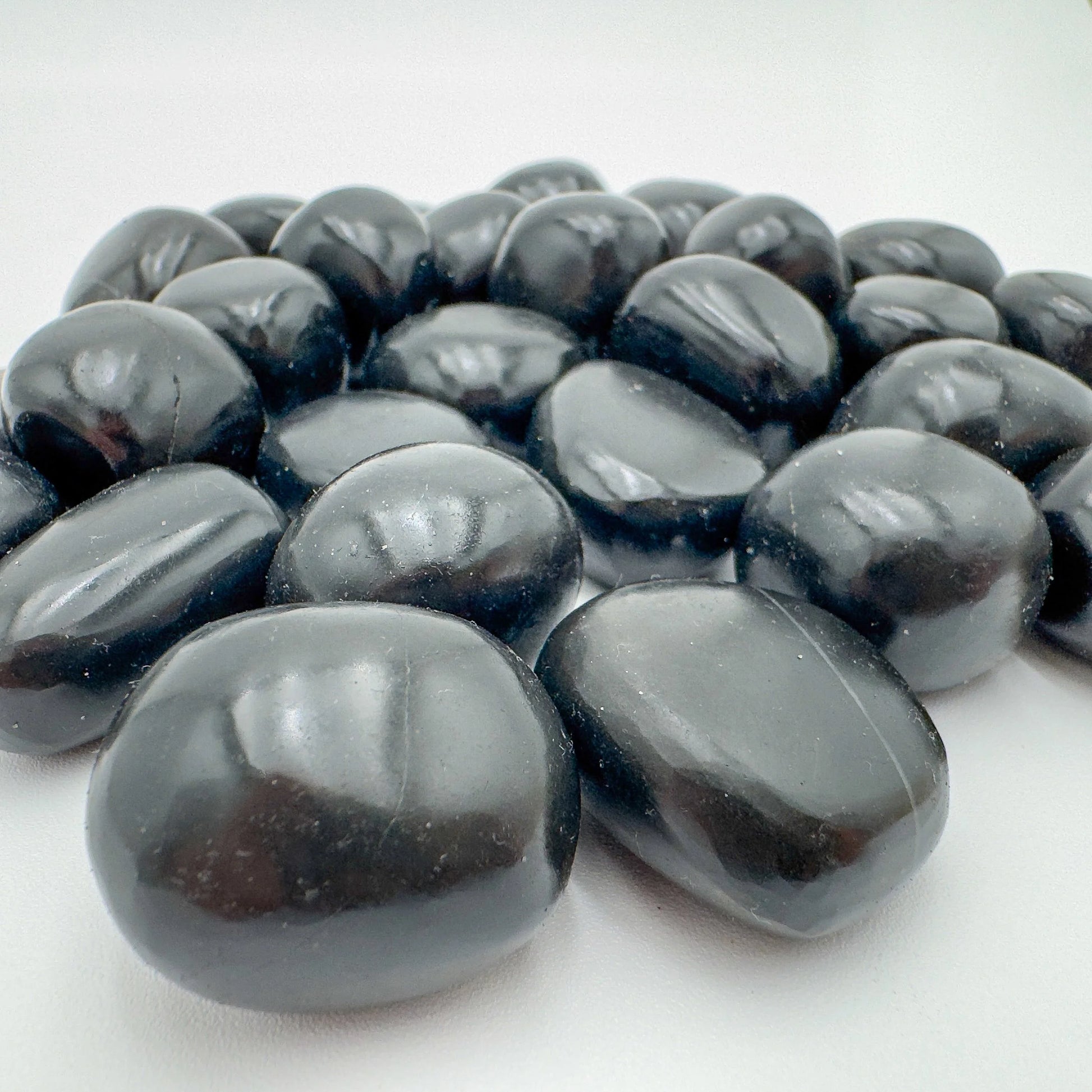 Close-up of Black Onyx crystal from Peru, soothing wellness stone for Protection