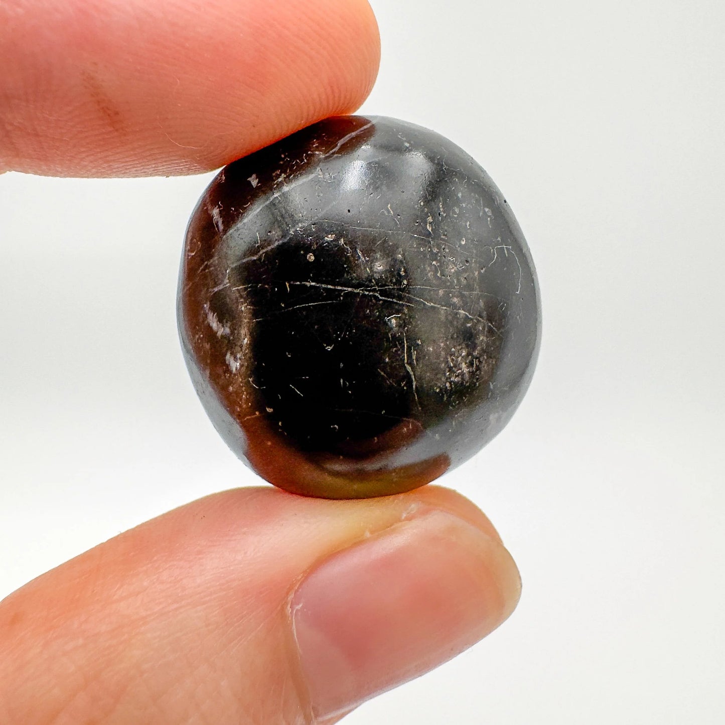 Close-up of Black Onyx crystal from Peru, soothing wellness stone for Protection