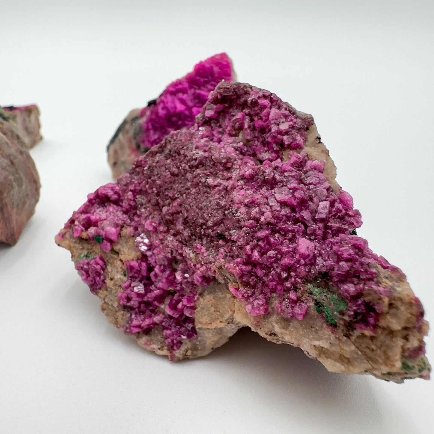 Profile shot of Cobalt Calcite raw stone, often kept for Love and Self Love.