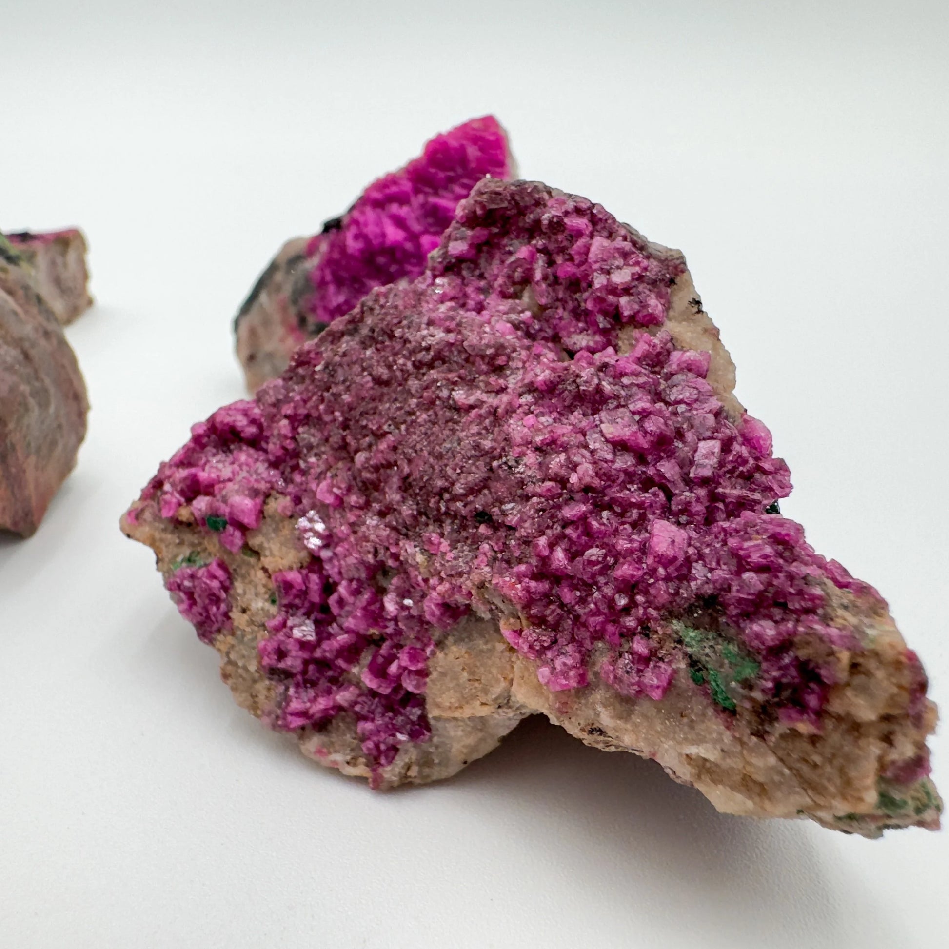 Profile shot of Cobalt Calcite raw stone, often kept for Love and Self Love.