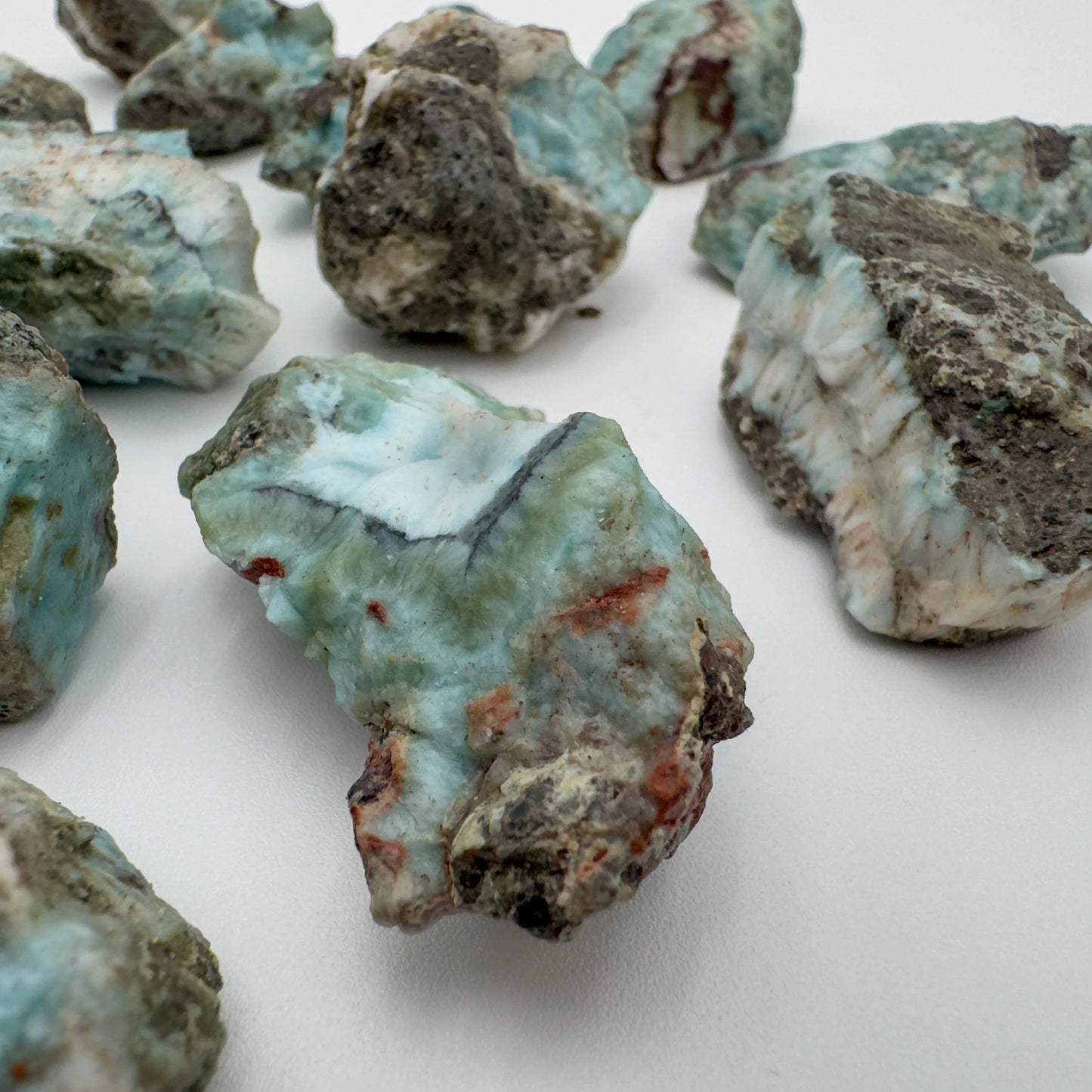 Larimar raw stone from Dominican Republic with Blue, White color, polished finish for mindful calm