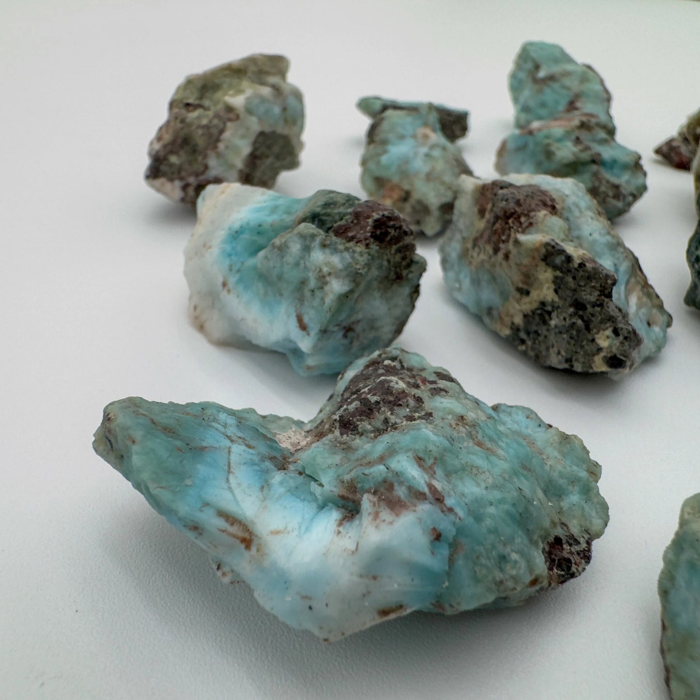 Handheld Larimar raw stone from Dominican Republic for meditation, Emotional Healing and Stress Relief