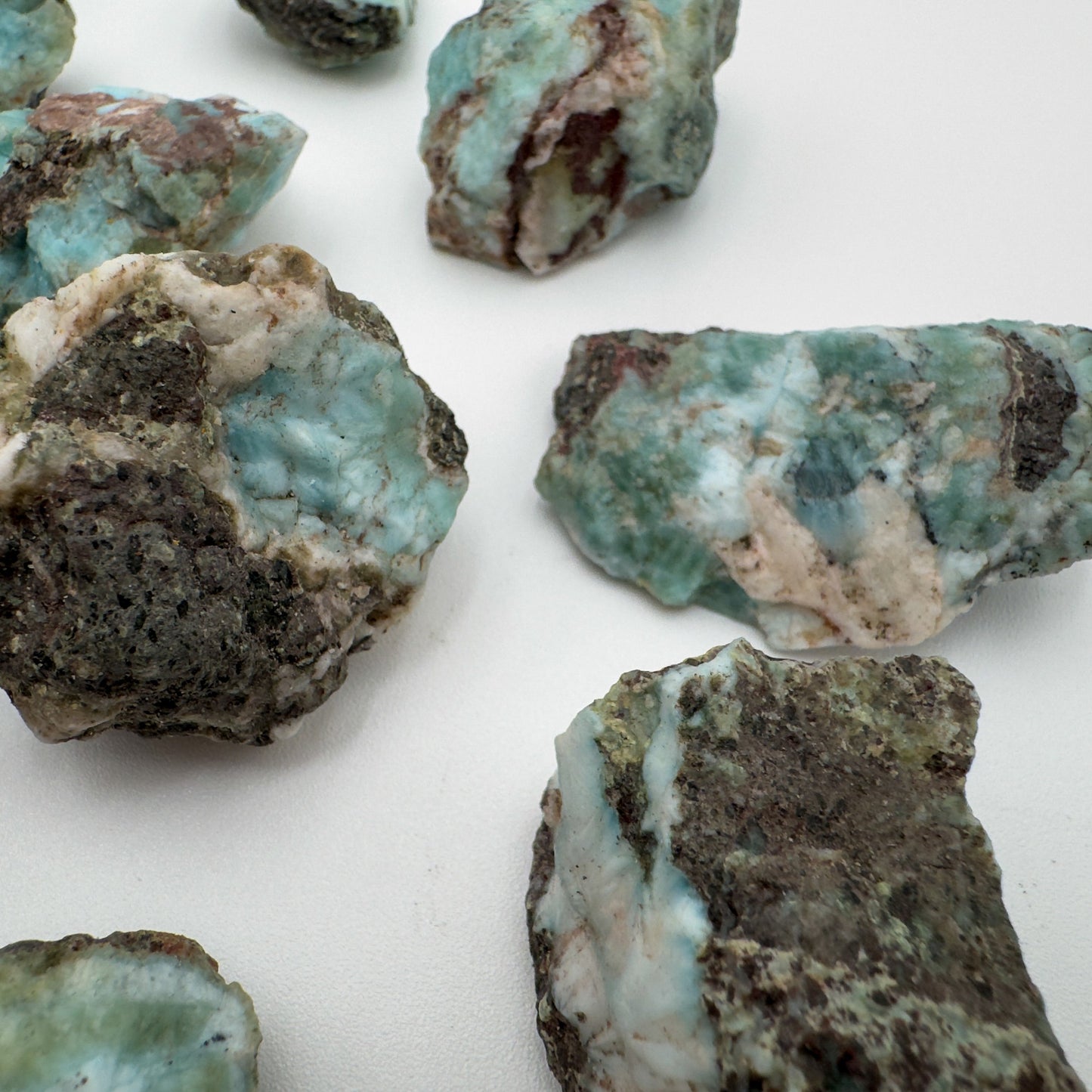 Bulk Larimar raw stones from Dominican Republic, Blue, White stones for Emotional Healing