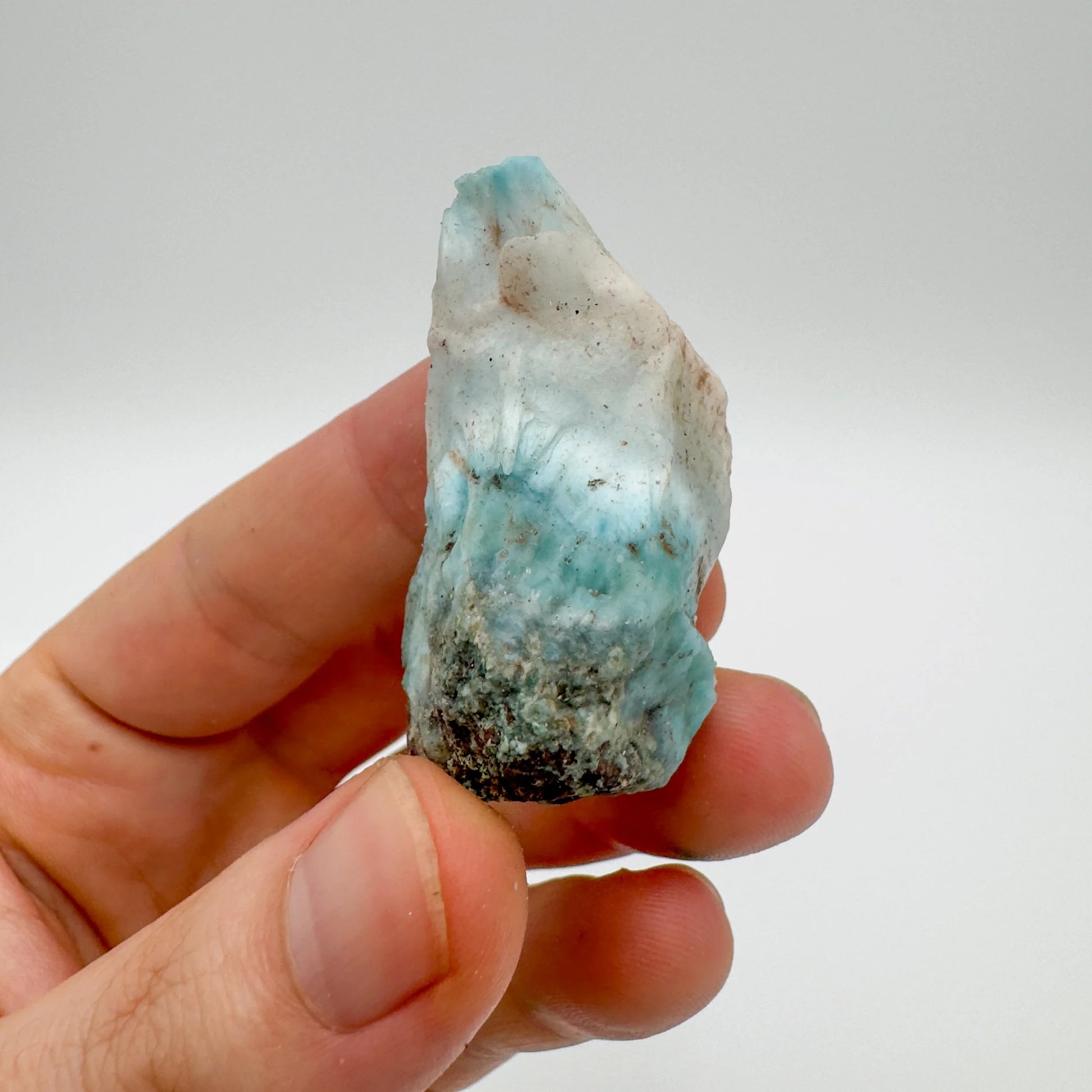 Larimar raw stone from Dominican Republic with Blue, White color, polished finish for mindful calm