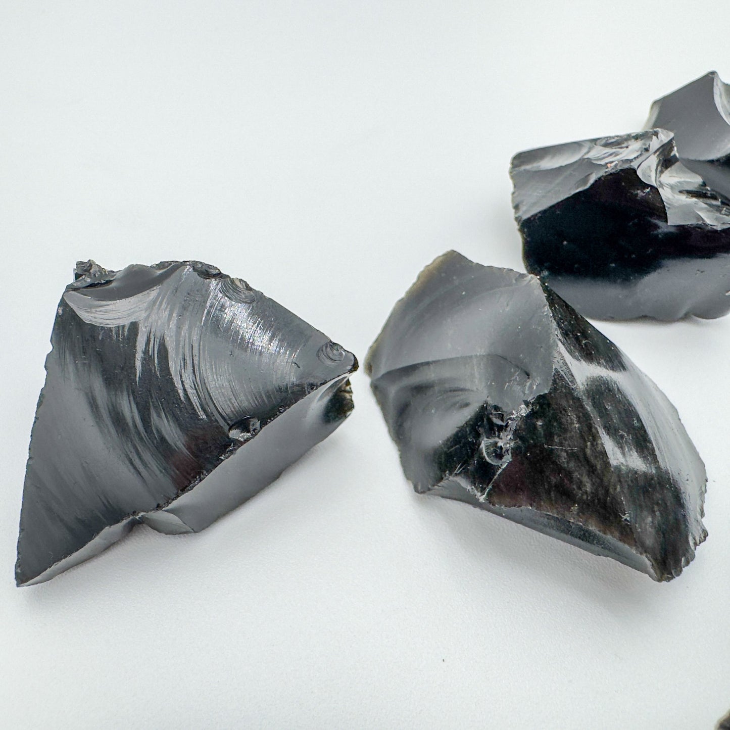Aerial view of Black Obsidian raw stone, showing characteristic color, from Argentina.