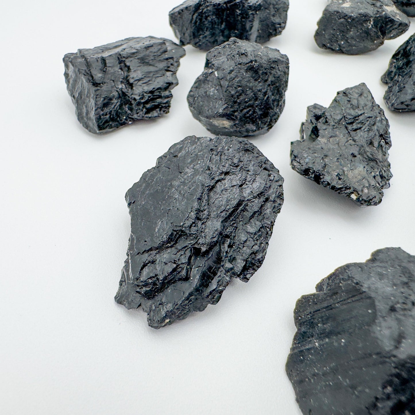 Scale reference of a Black Tourmaline raw stone, from Brazil.