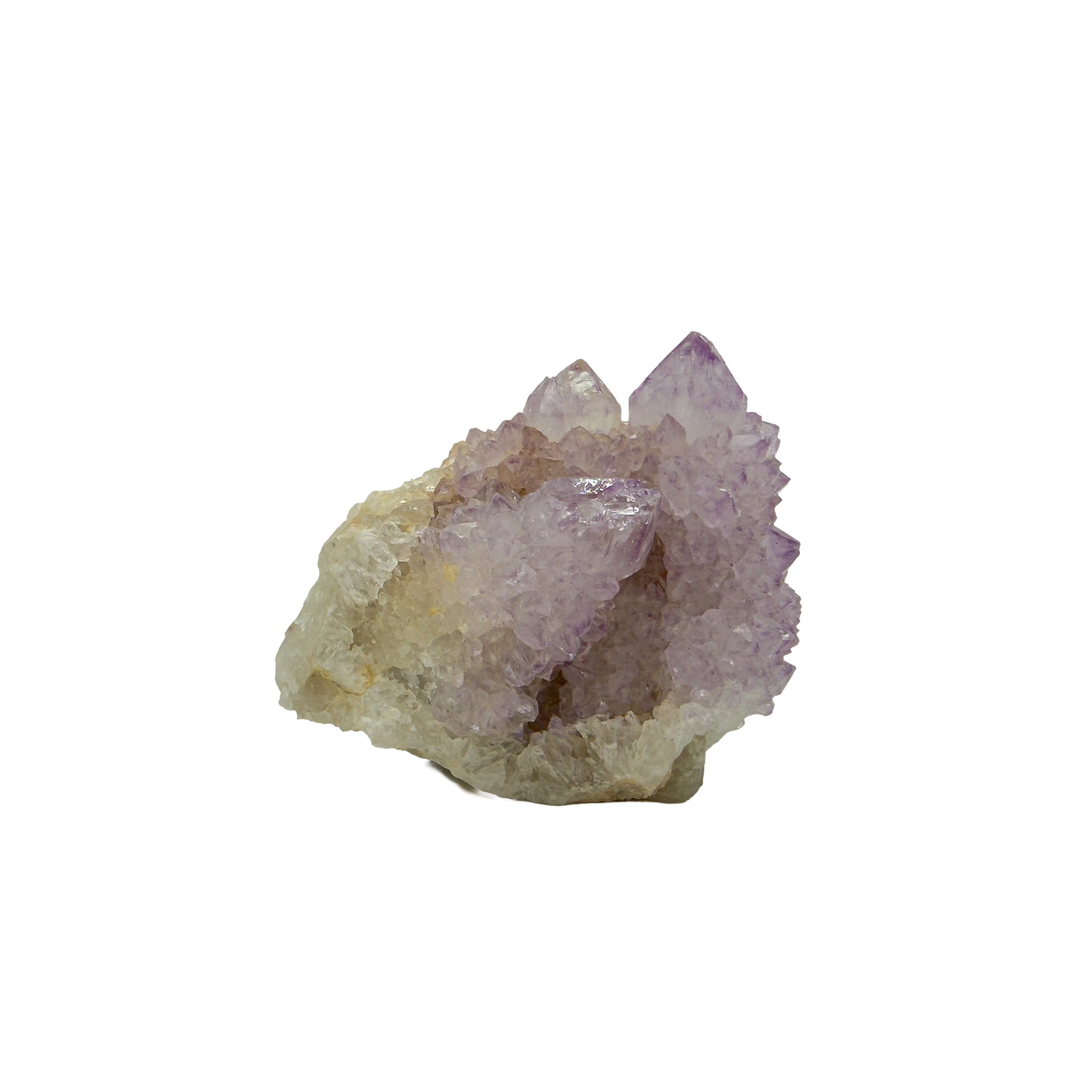 AA-grade cactus spirit quartz specimen from Mpumalanga South Africa, front view, druzy secondary points covering the host crystal, 2.37 in L x 1.76 in W x 2.12 in H, 0.32 pounds, specimen 10.