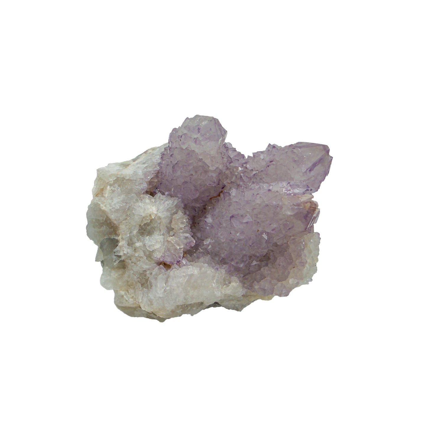 AA-grade cactus spirit quartz specimen from Mpumalanga South Africa, right profile, lavender and clear terminations across the body, 2.61 in L x 1.99 in W x 1.75 in H, 0.28 pounds, specimen 11.