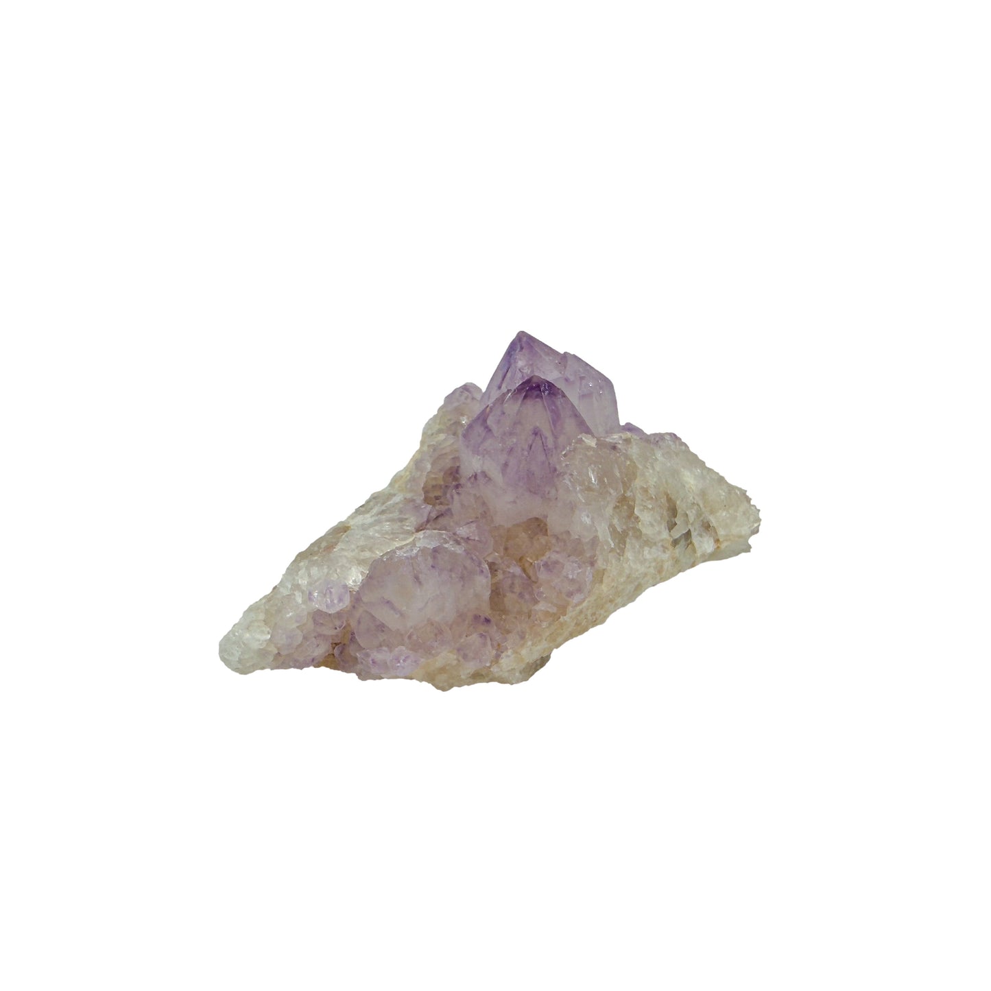 AA-grade cactus spirit quartz specimen from Mpumalanga South Africa, left profile, individual spirit quartz points catching the light, 2.81 in L x 1.57 in W x 1.25 in H, 0.17 pounds, specimen 12.