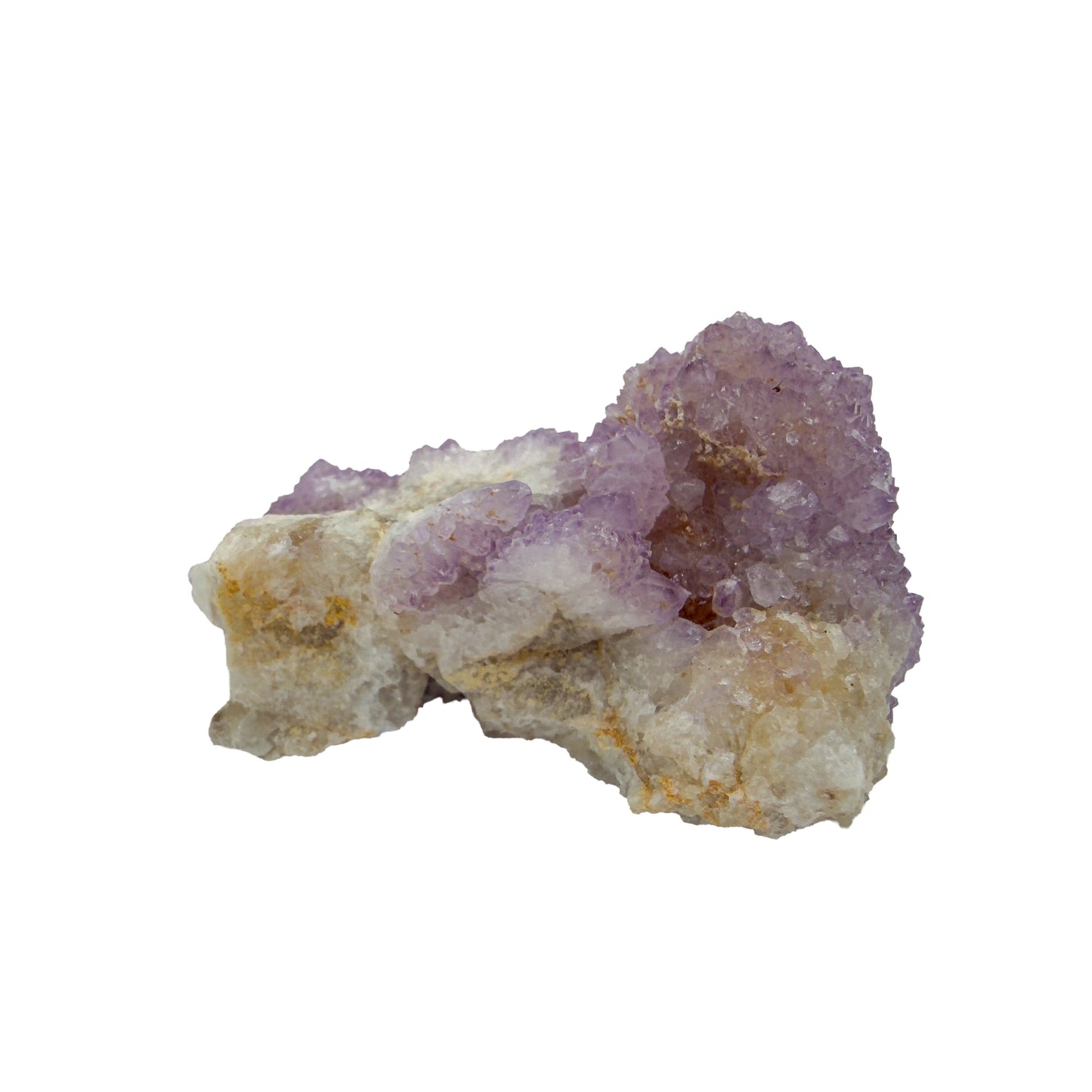AA-grade cactus spirit quartz specimen from Mpumalanga South Africa, right profile, lavender and clear terminations across the body, 2.56 in L x 1.30 in W x 1.57 in H, 0.20 pounds, specimen 14.