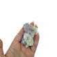 AA-grade cactus spirit quartz specimen from Mpumalanga South Africa, held in an open hand, showing true scale, 2.56 in L x 1.30 in W x 1.57 in H, 0.20 pounds, specimen 14.