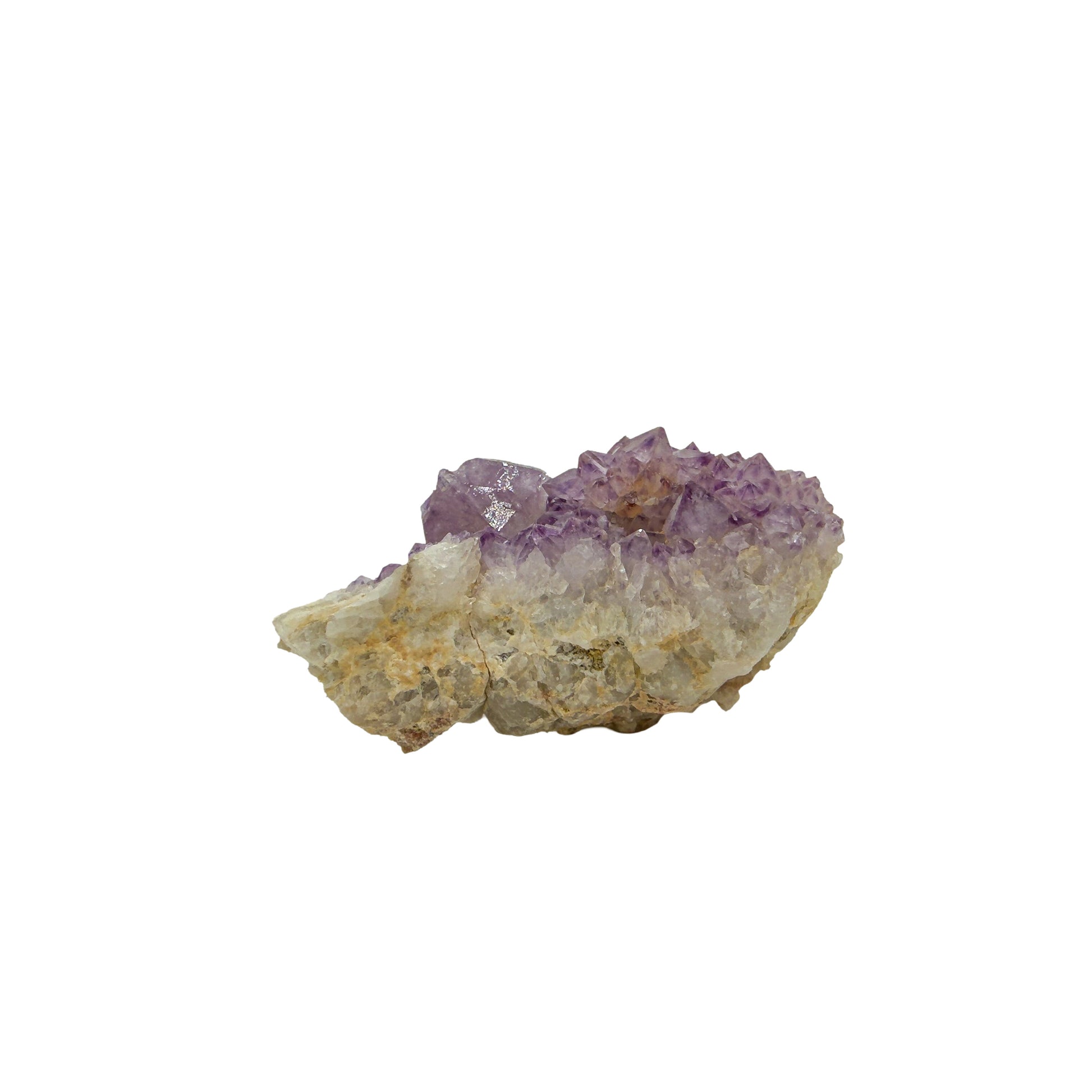AA-grade cactus spirit quartz specimen from Mpumalanga South Africa, right profile, lavender and clear terminations across the body, 2.26 in L x 1.54 in W x 1.22 in H, 0.15 pounds, specimen 15.