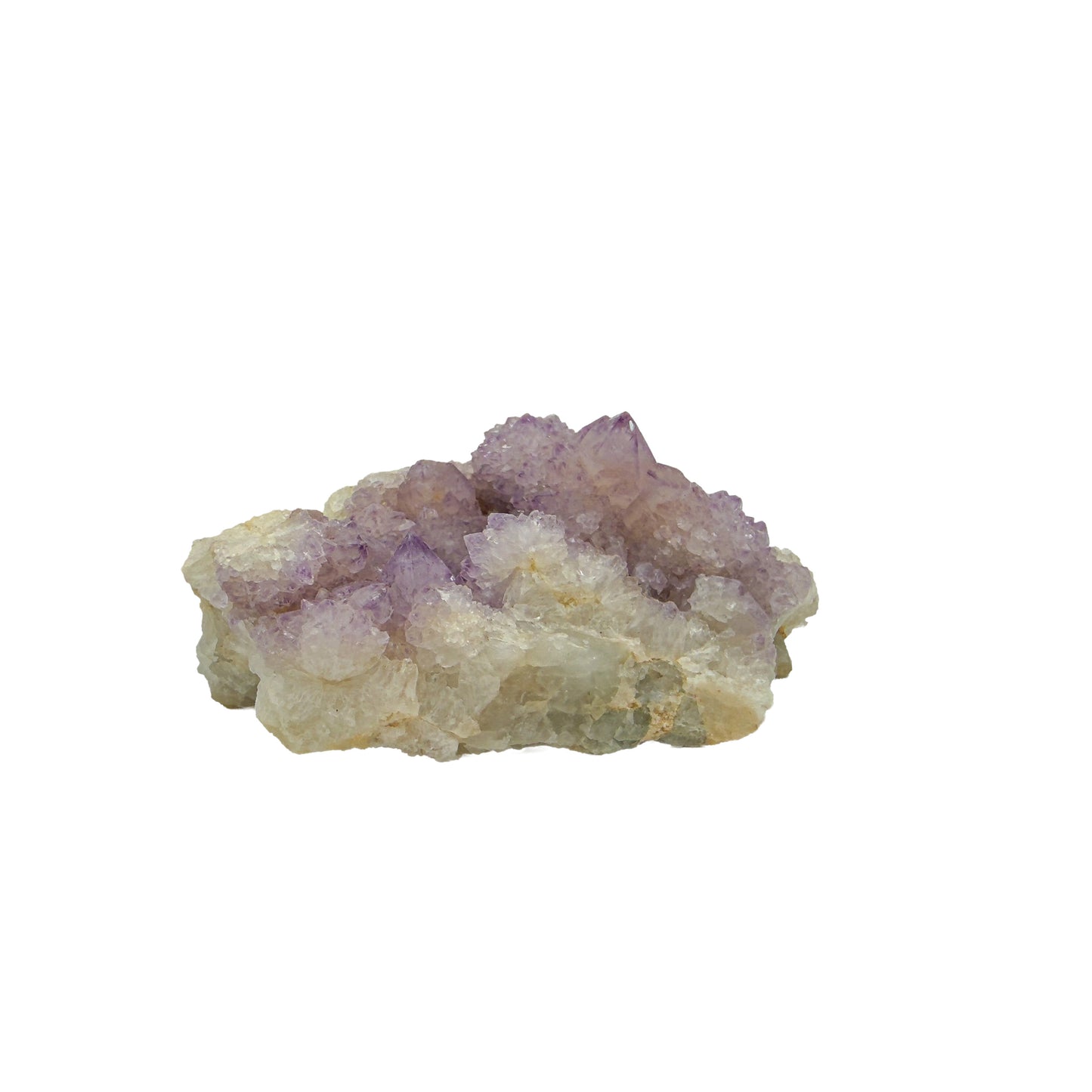 AA-grade cactus spirit quartz specimen from Mpumalanga South Africa, front view, druzy secondary points covering the host crystal, 2.89 in L x 1.86 in W x 1.27 in H, 0.23 pounds, specimen 16.