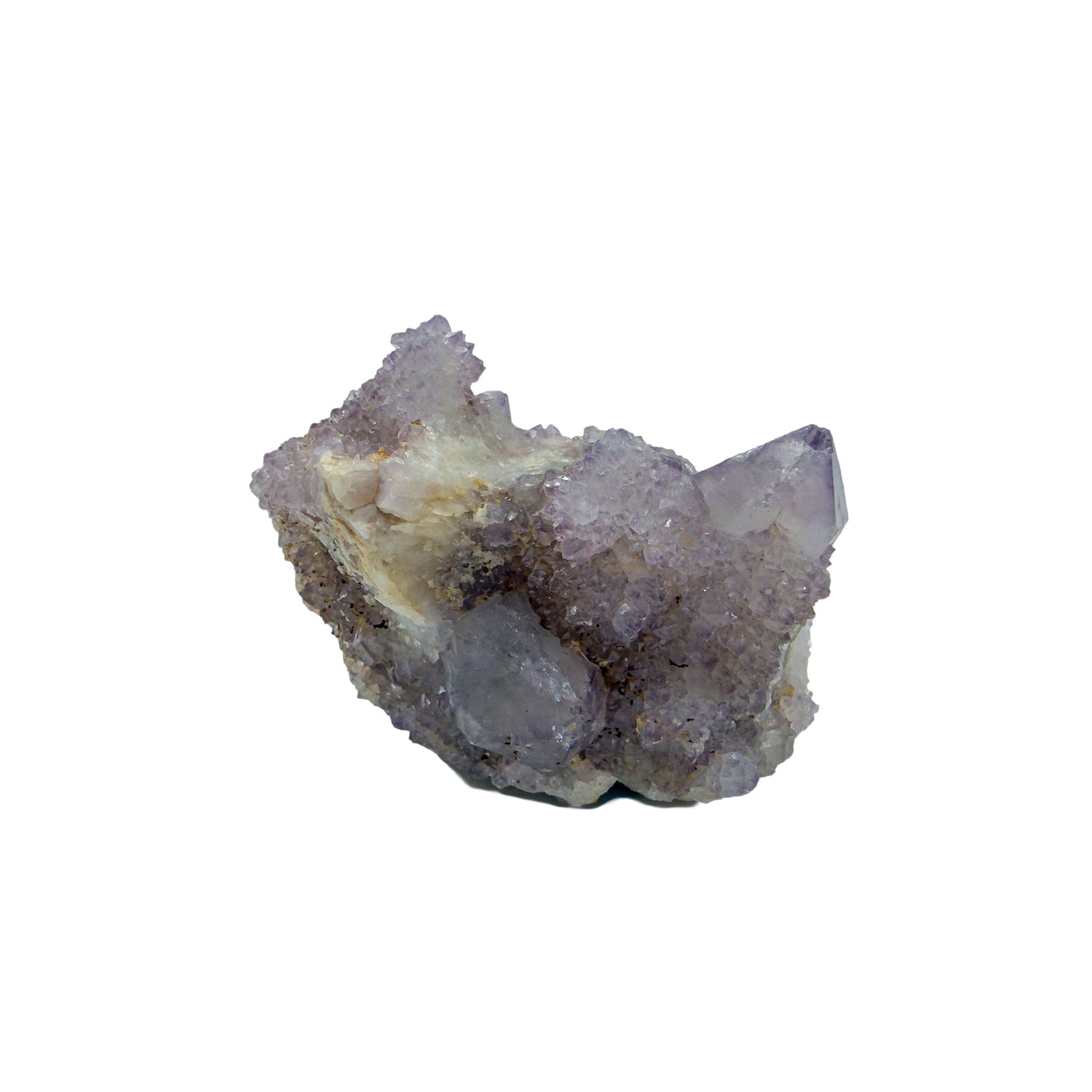 AA-grade cactus spirit quartz specimen from Mpumalanga South Africa, right profile, lavender and clear terminations across the body, 2.24 in L x 1.94 in W x 1.28 in H, 0.20 pounds, specimen 17.