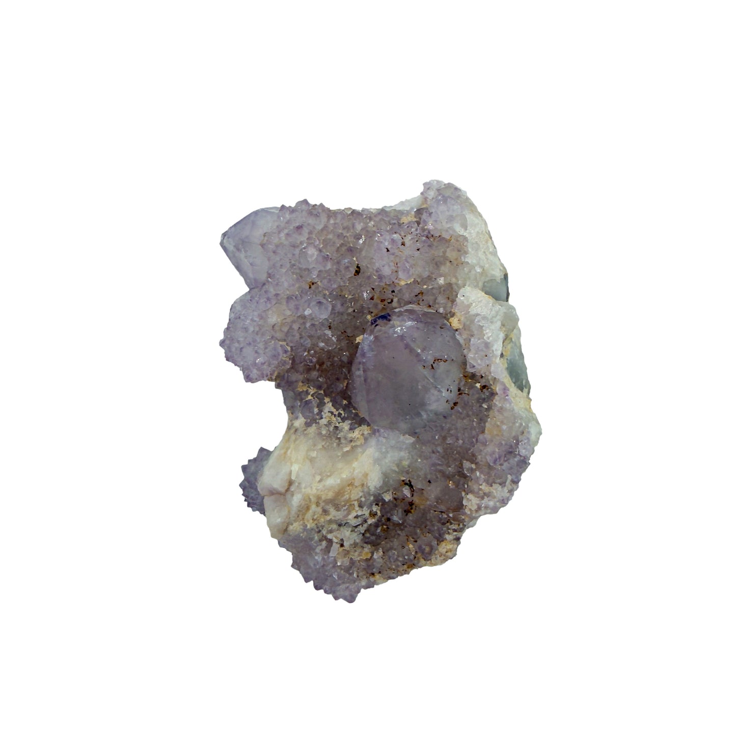 AA-grade cactus spirit quartz specimen from Mpumalanga South Africa, reverse side, full coverage of secondary crystals, 2.24 in L x 1.94 in W x 1.28 in H, 0.20 pounds, specimen 17.