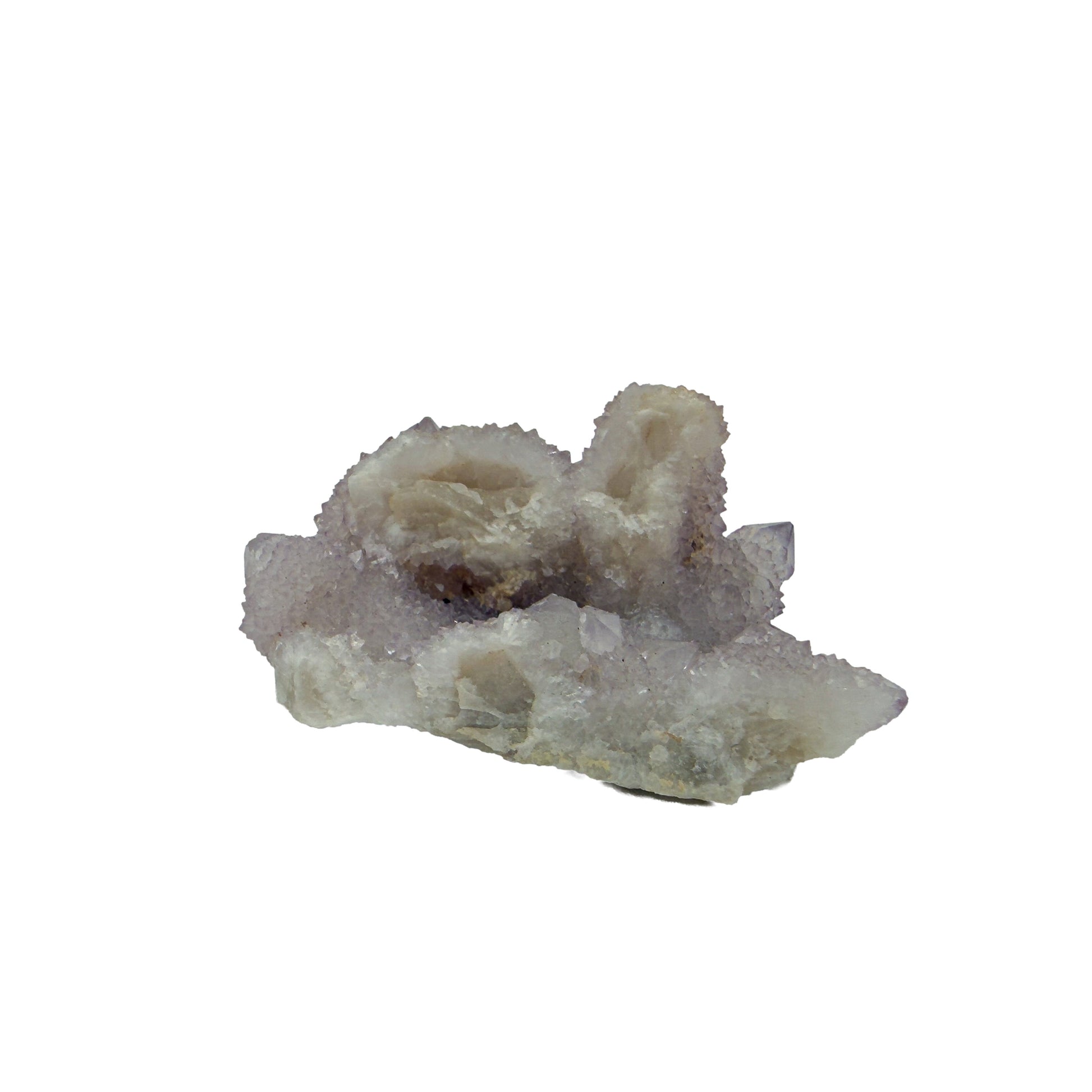 AA-grade cactus spirit quartz specimen from Mpumalanga South Africa, front view, druzy secondary points covering the host crystal, 2.25 in L x 1.61 in W x 1.32 in H, 0.13 pounds, specimen 18.