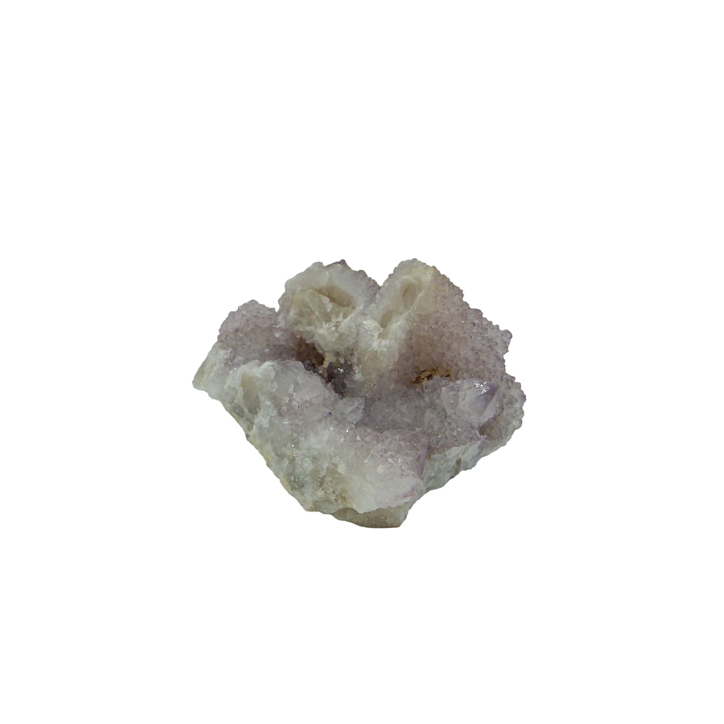 AA-grade cactus spirit quartz specimen from Mpumalanga South Africa, angled three-quarter view showing depth of the crystal coating, 2.25 in L x 1.61 in W x 1.32 in H, 0.13 pounds, specimen 18.