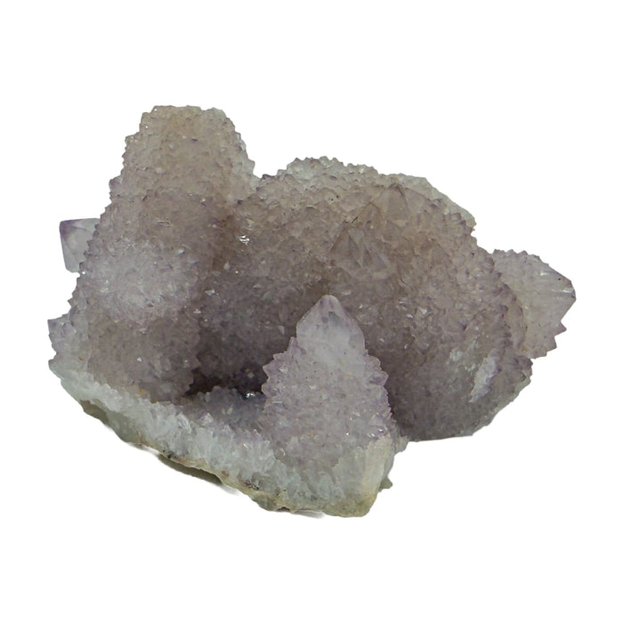 AA-grade cactus spirit quartz specimen from Mpumalanga South Africa, right profile, lavender and clear terminations across the body, 2.25 in L x 1.61 in W x 1.32 in H, 0.13 pounds, specimen 18.