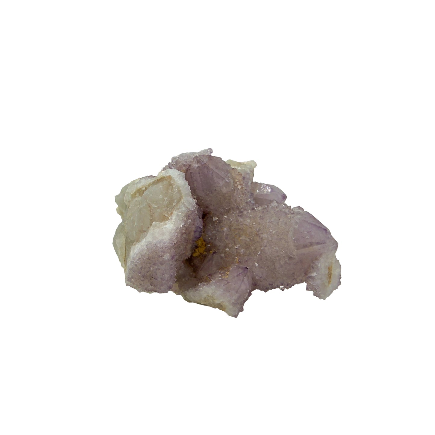 AA-grade cactus spirit quartz specimen from Mpumalanga South Africa, angled three-quarter view showing depth of the crystal coating, 2.50 in L x 1.31 in W x 2.12 in H, 0.29 pounds, specimen 19.