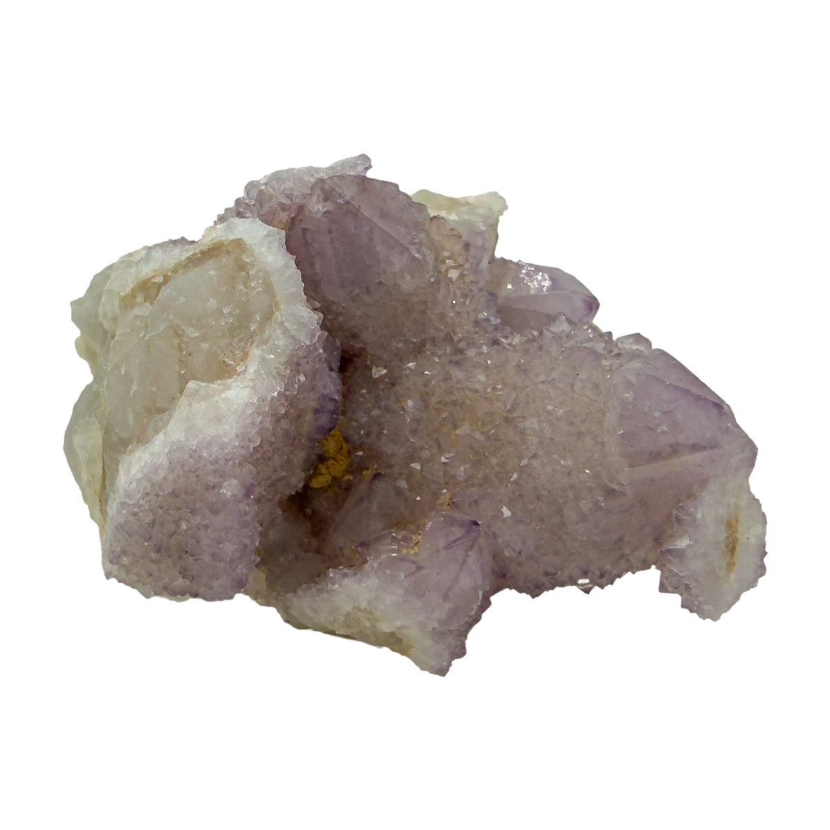 AA-grade cactus spirit quartz specimen from Mpumalanga South Africa, angled three-quarter view showing depth of the crystal coating, 2.50 in L x 1.31 in W x 2.12 in H, 0.29 pounds, specimen 19.