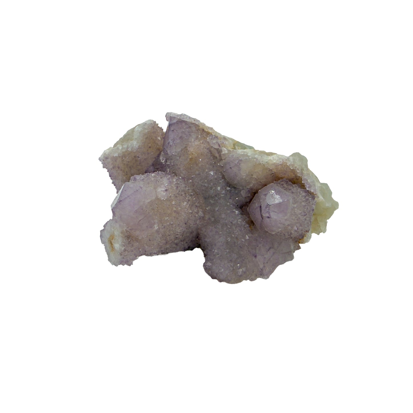 AA-grade cactus spirit quartz specimen from Mpumalanga South Africa, left profile, individual spirit quartz points catching the light, 2.50 in L x 1.31 in W x 2.12 in H, 0.29 pounds, specimen 19.