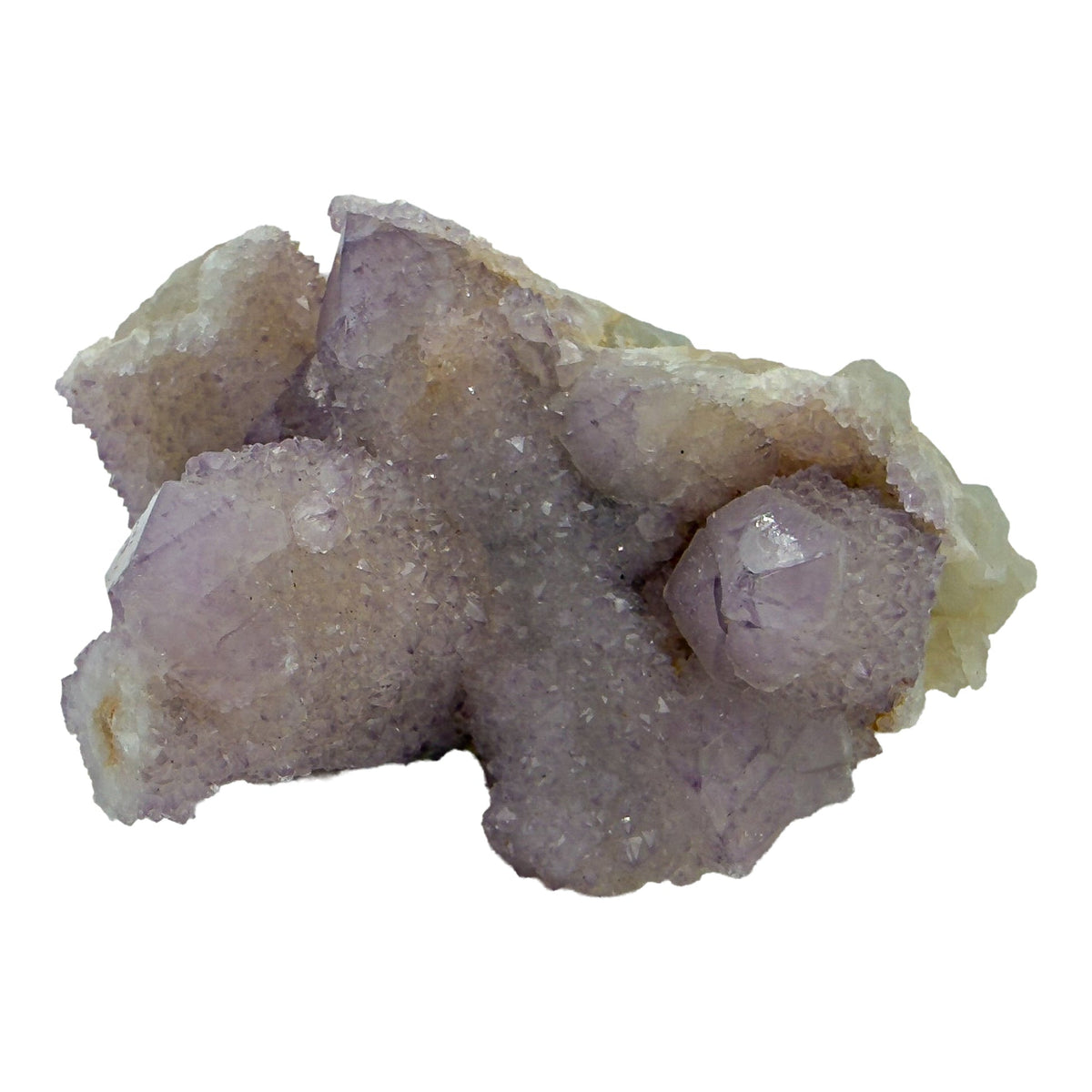 AA-grade cactus spirit quartz specimen from Mpumalanga South Africa, left profile, individual spirit quartz points catching the light, 2.50 in L x 1.31 in W x 2.12 in H, 0.29 pounds, specimen 19.