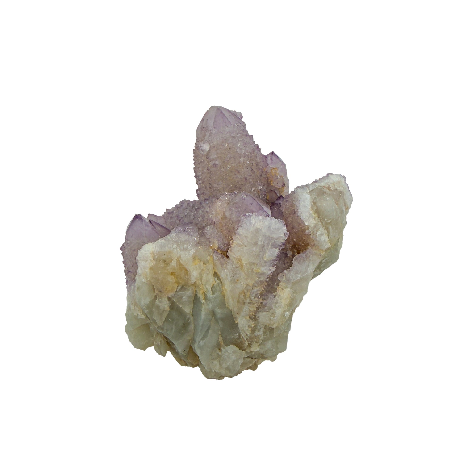 AA-grade cactus spirit quartz specimen from Mpumalanga South Africa, reverse side, full coverage of secondary crystals, 2.50 in L x 1.31 in W x 2.12 in H, 0.29 pounds, specimen 19.