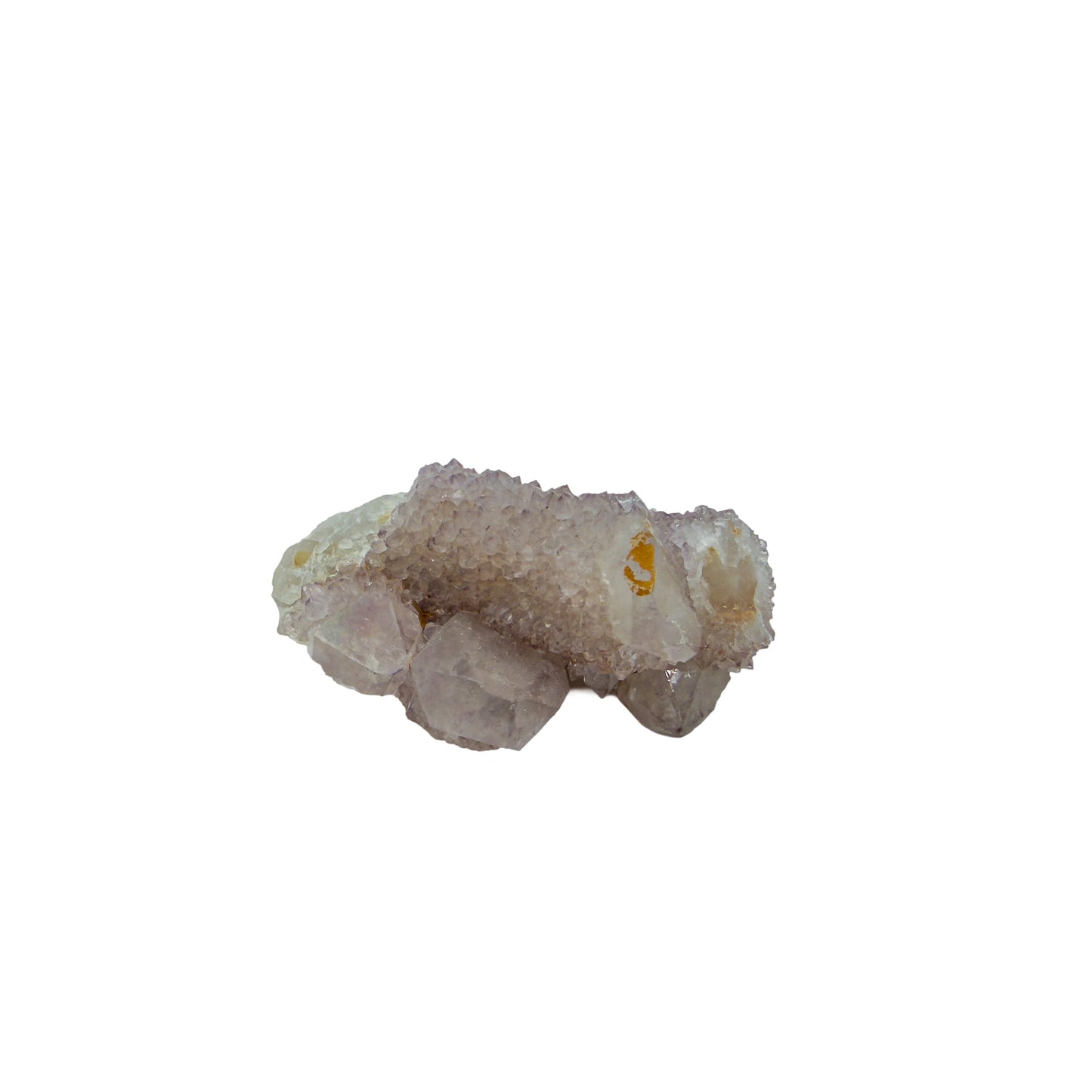 AA-grade cactus spirit quartz specimen from Mpumalanga South Africa, front view, druzy secondary points covering the host crystal, 2.09 in L x 1 in W x 2.14 in H, 0.14 pounds, specimen 1.