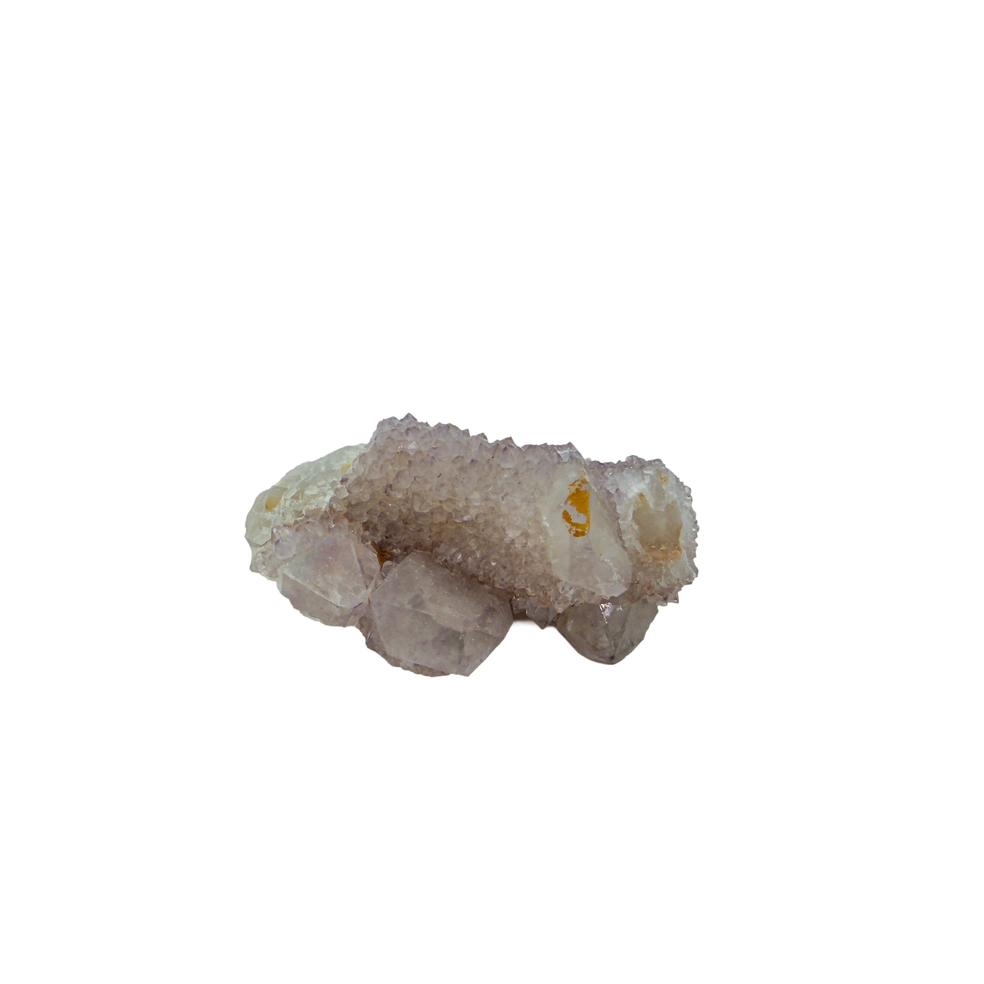 AA-grade cactus spirit quartz specimen from Mpumalanga South Africa, front view, druzy secondary points covering the host crystal, 2.09 in L x 1 in W x 2.14 in H, 0.14 pounds, specimen 1.
