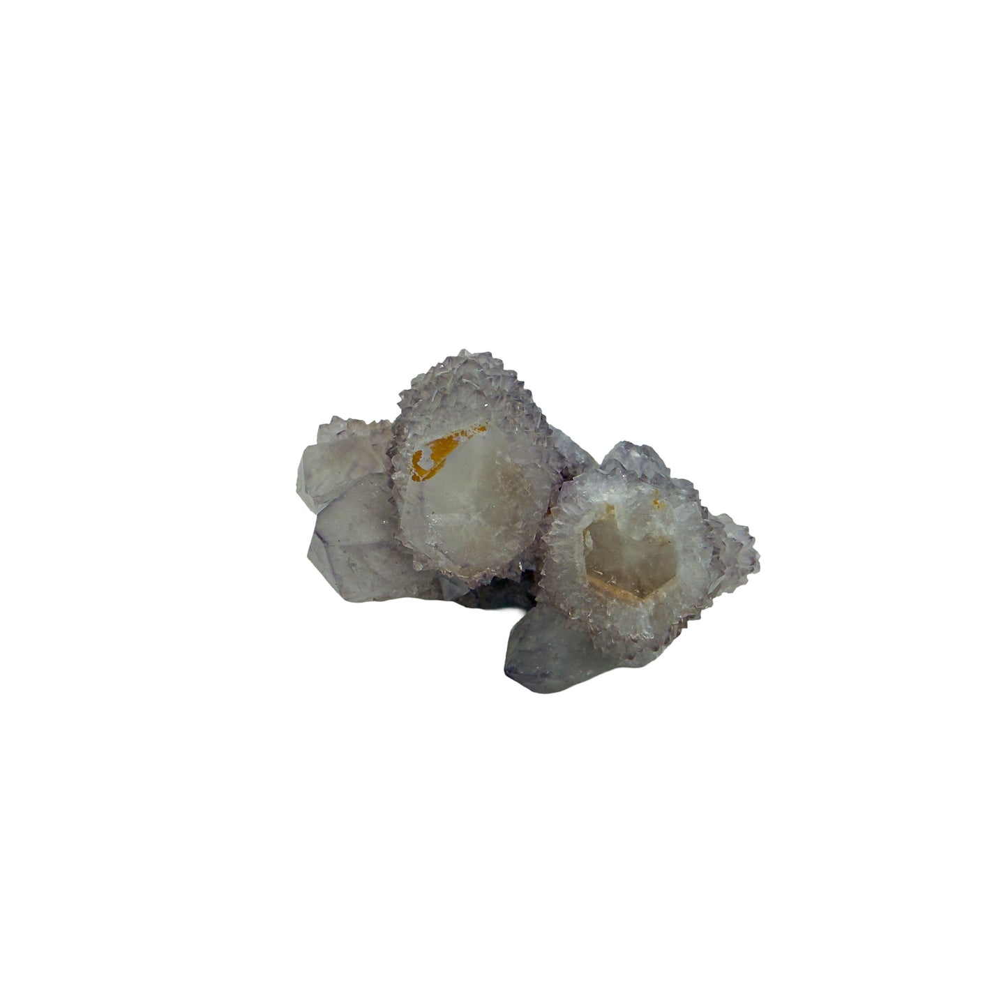 AA-grade cactus spirit quartz specimen from Mpumalanga South Africa, angled three-quarter view showing depth of the crystal coating, 2.09 in L x 1 in W x 2.14 in H, 0.14 pounds, specimen 1.