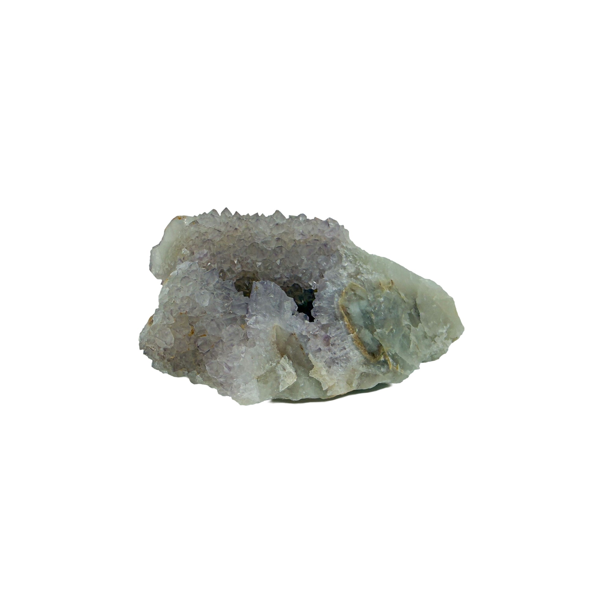 AA-grade cactus spirit quartz specimen from Mpumalanga South Africa, left profile, individual spirit quartz points catching the light, 2.09 in L x 1 in W x 2.14 in H, 0.14 pounds, specimen 1.