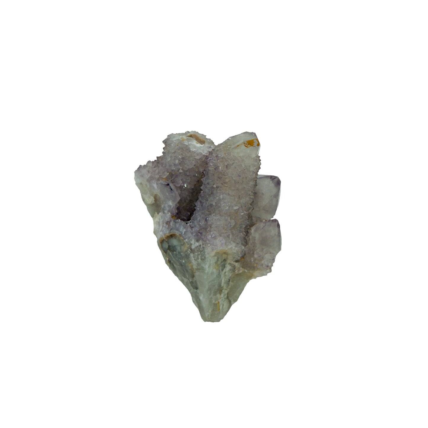 AA-grade cactus spirit quartz specimen from Mpumalanga South Africa, reverse side, full coverage of secondary crystals, 2.09 in L x 1 in W x 2.14 in H, 0.14 pounds, specimen 1.