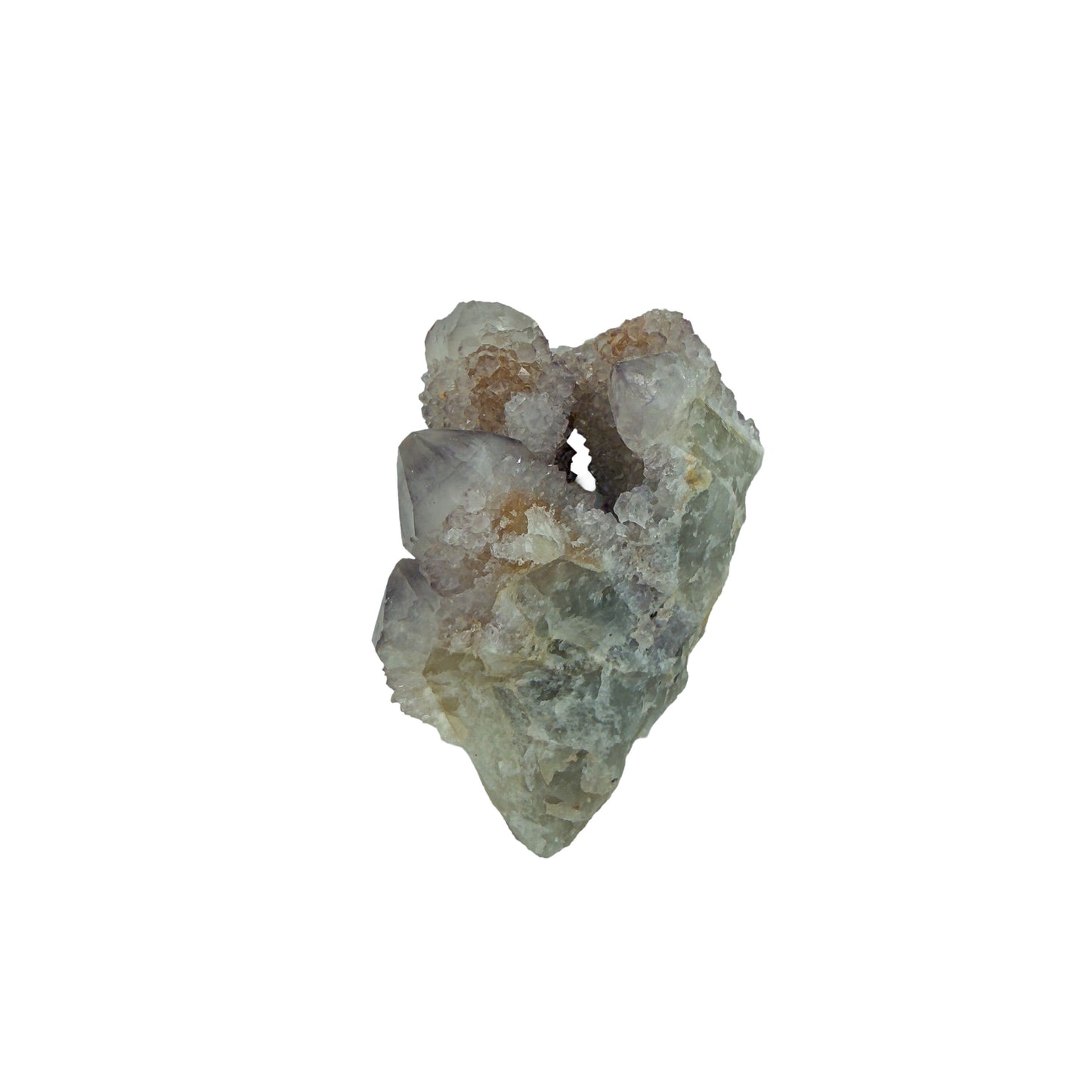 AA-grade cactus spirit quartz specimen from Mpumalanga South Africa, top-down view into the cluster terminations, 2.09 in L x 1 in W x 2.14 in H, 0.14 pounds, specimen 1.