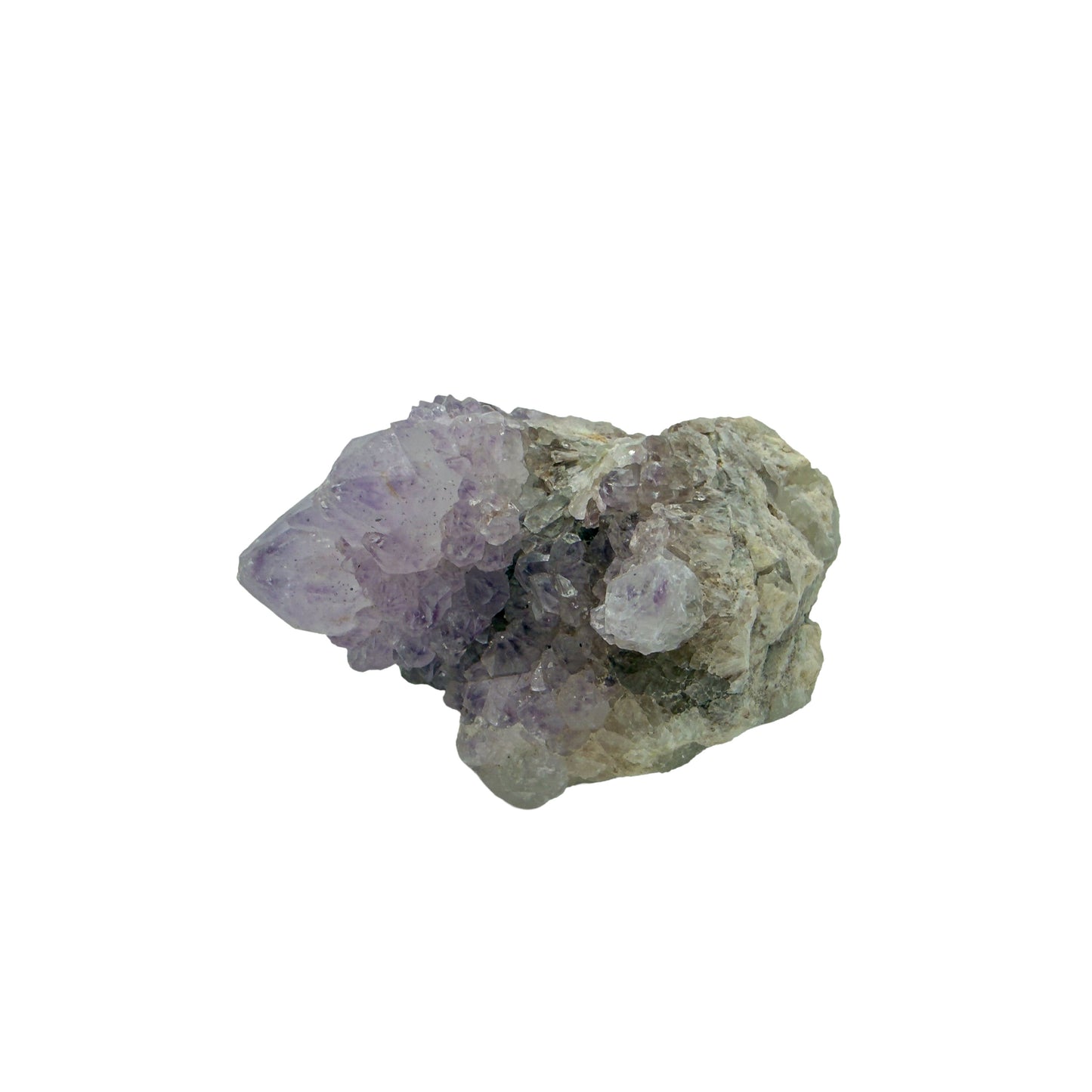 AA-grade cactus spirit quartz specimen from Mpumalanga South Africa, left profile, individual spirit quartz points catching the light, 2.03 in L x 1.77 in W x 1.37 in H, 0.18 pounds, specimen 20.