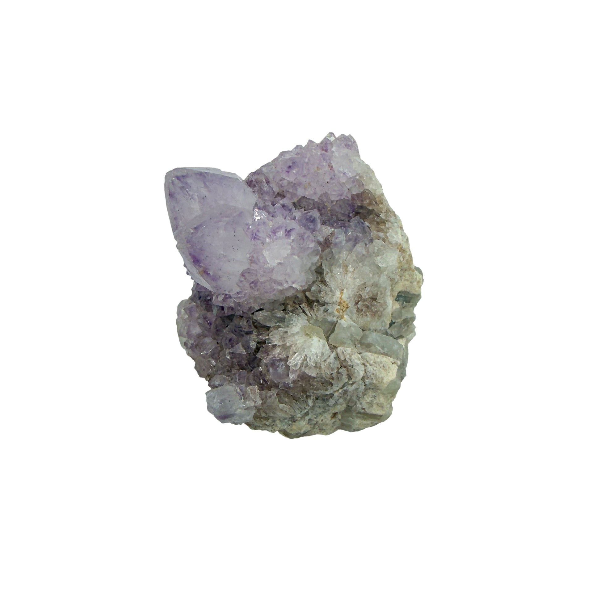 AA-grade cactus spirit quartz specimen from Mpumalanga South Africa, reverse side, full coverage of secondary crystals, 2.03 in L x 1.77 in W x 1.37 in H, 0.18 pounds, specimen 20.
