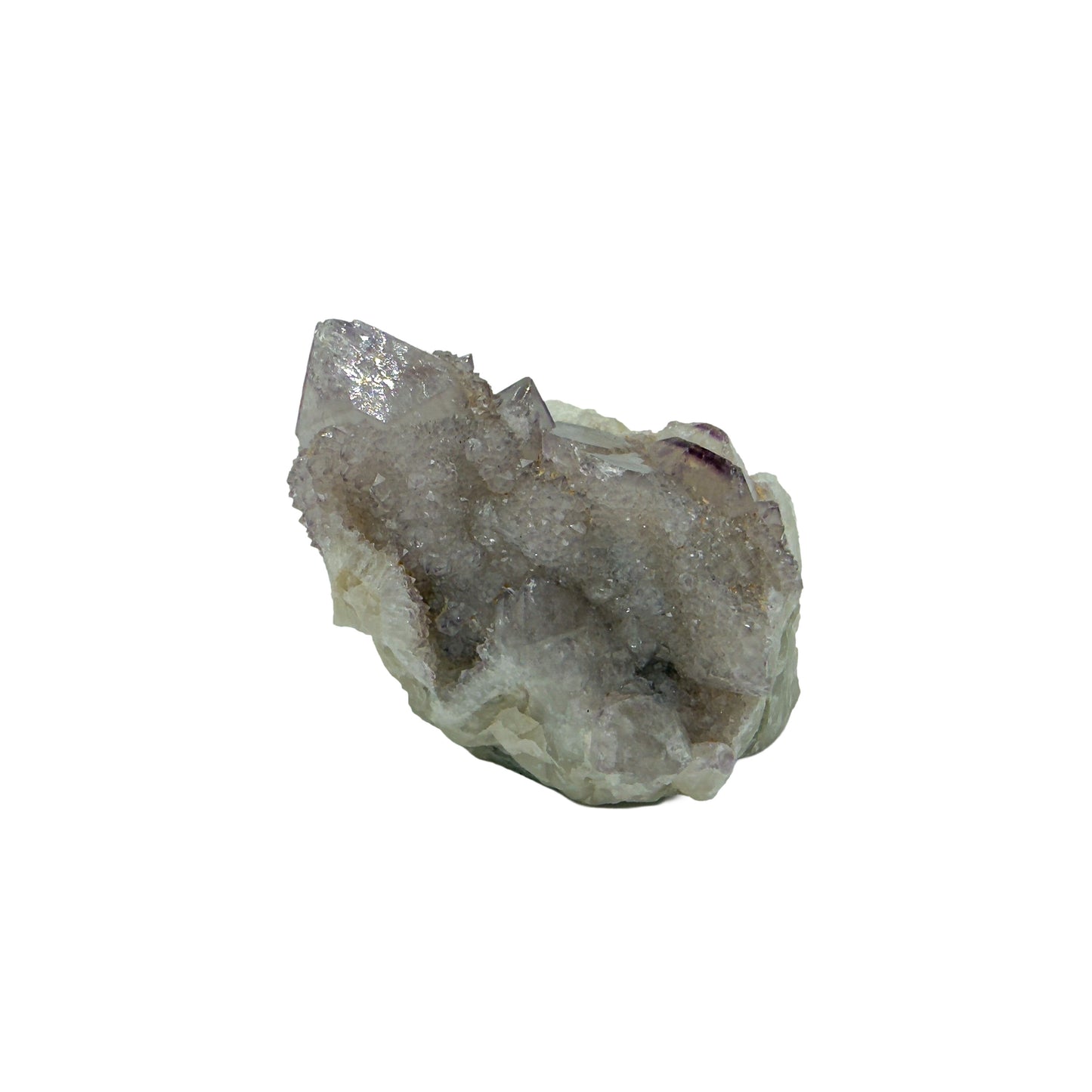 AA-grade cactus spirit quartz specimen from Mpumalanga South Africa, front view, druzy secondary points covering the host crystal, 1.95 in L x 1.73 in W x 1.80 in H, 0.20 pounds, specimen 21.