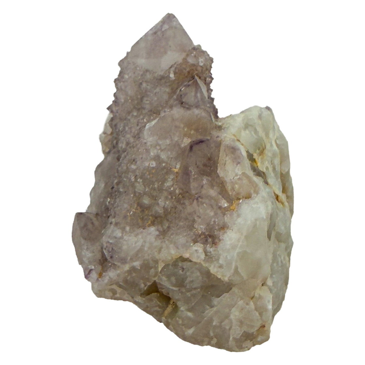 AA-grade cactus spirit quartz specimen from Mpumalanga South Africa, reverse side, full coverage of secondary crystals, 1.95 in L x 1.73 in W x 1.80 in H, 0.20 pounds, specimen 21.