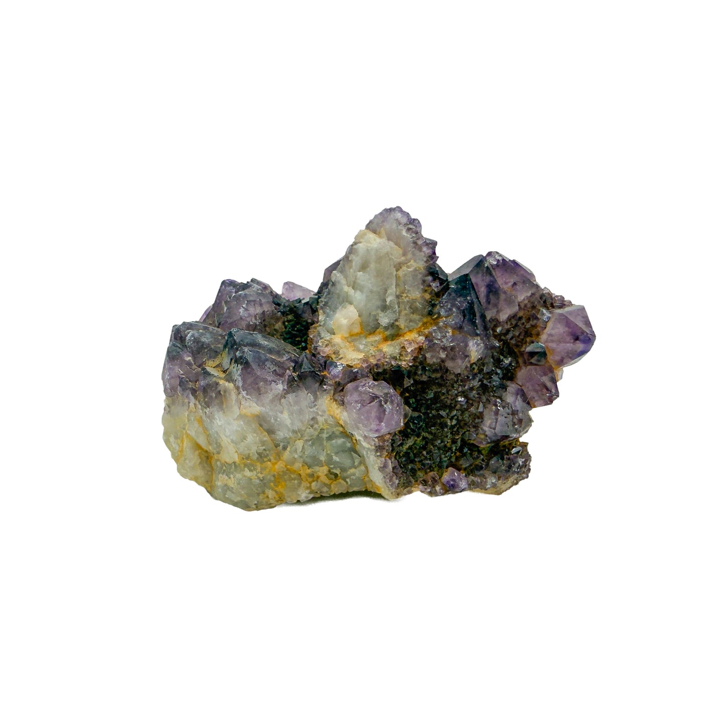 AA-grade cactus spirit quartz specimen from Mpumalanga South Africa, front view, druzy secondary points covering the host crystal, 2.73 in L x 1.59 in W x 1.67 in H, 0.25 pounds, specimen 23.