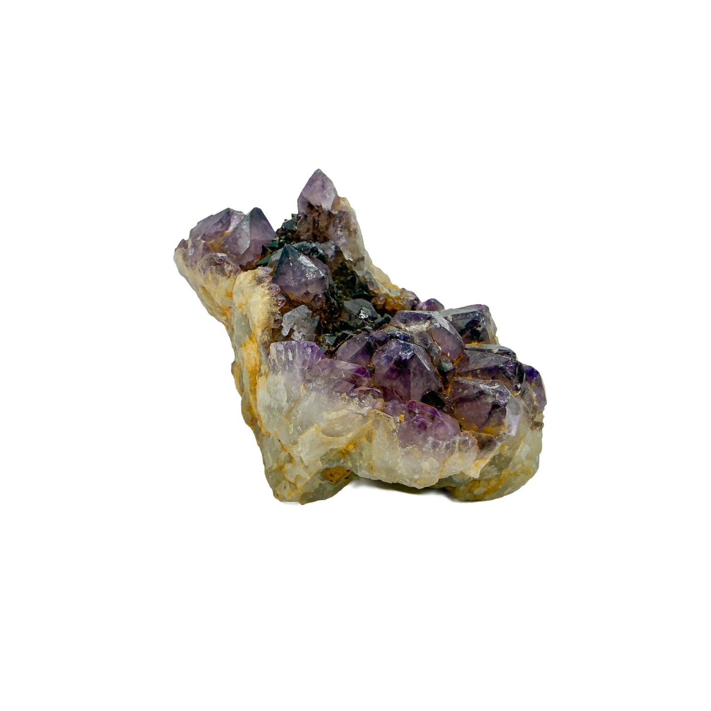 AA-grade cactus spirit quartz specimen from Mpumalanga South Africa, right profile, lavender and clear terminations across the body, 2.73 in L x 1.59 in W x 1.67 in H, 0.25 pounds, specimen 23.