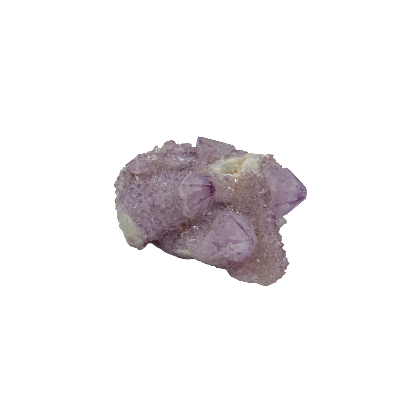 AA-grade cactus spirit quartz specimen from Mpumalanga South Africa, angled three-quarter view showing depth of the crystal coating, 1.96 in L x 1.41 in W x 0.94 in H, 0.14 pounds, specimen 24.