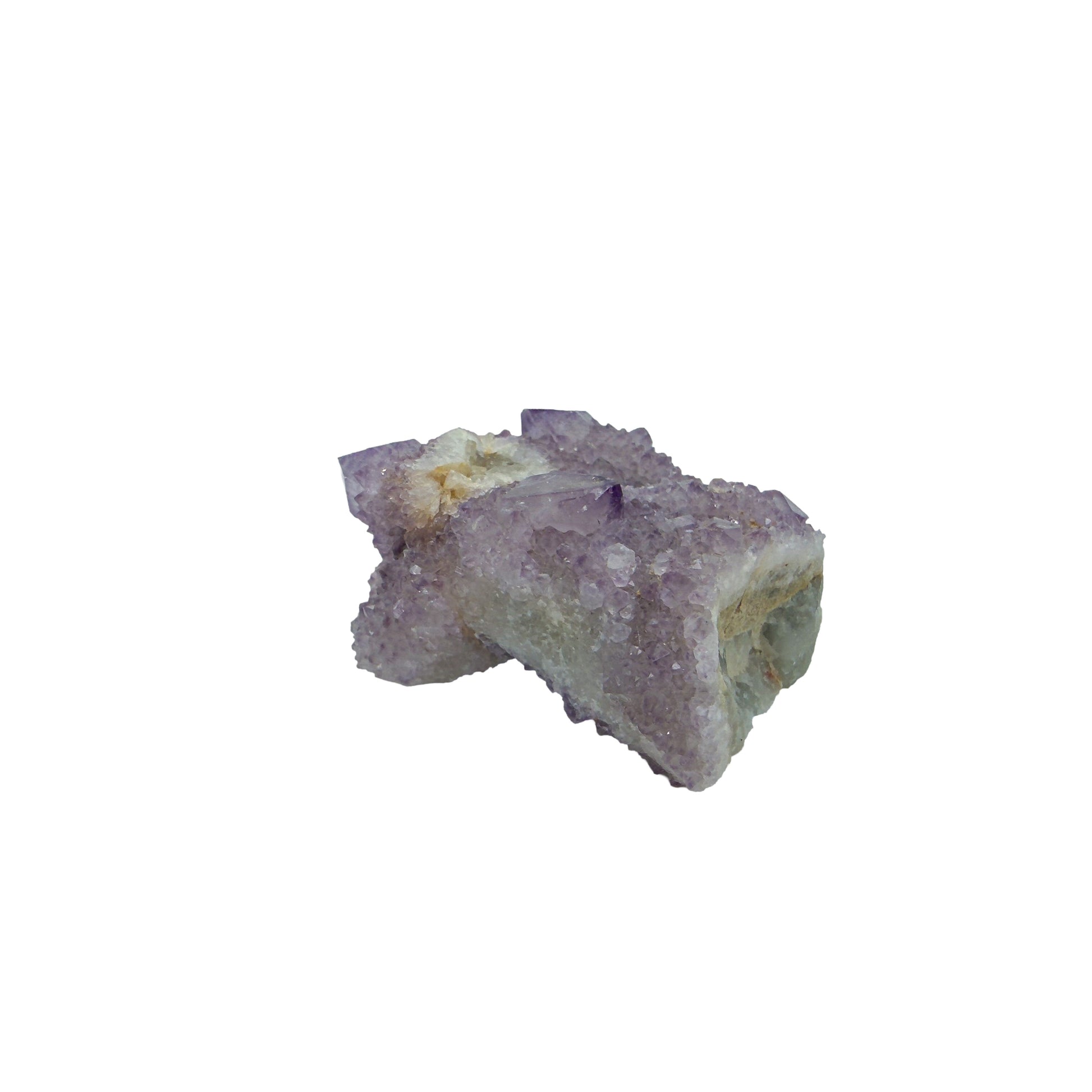 AA-grade cactus spirit quartz specimen from Mpumalanga South Africa, right profile, lavender and clear terminations across the body, 1.96 in L x 1.41 in W x 0.94 in H, 0.14 pounds, specimen 24.