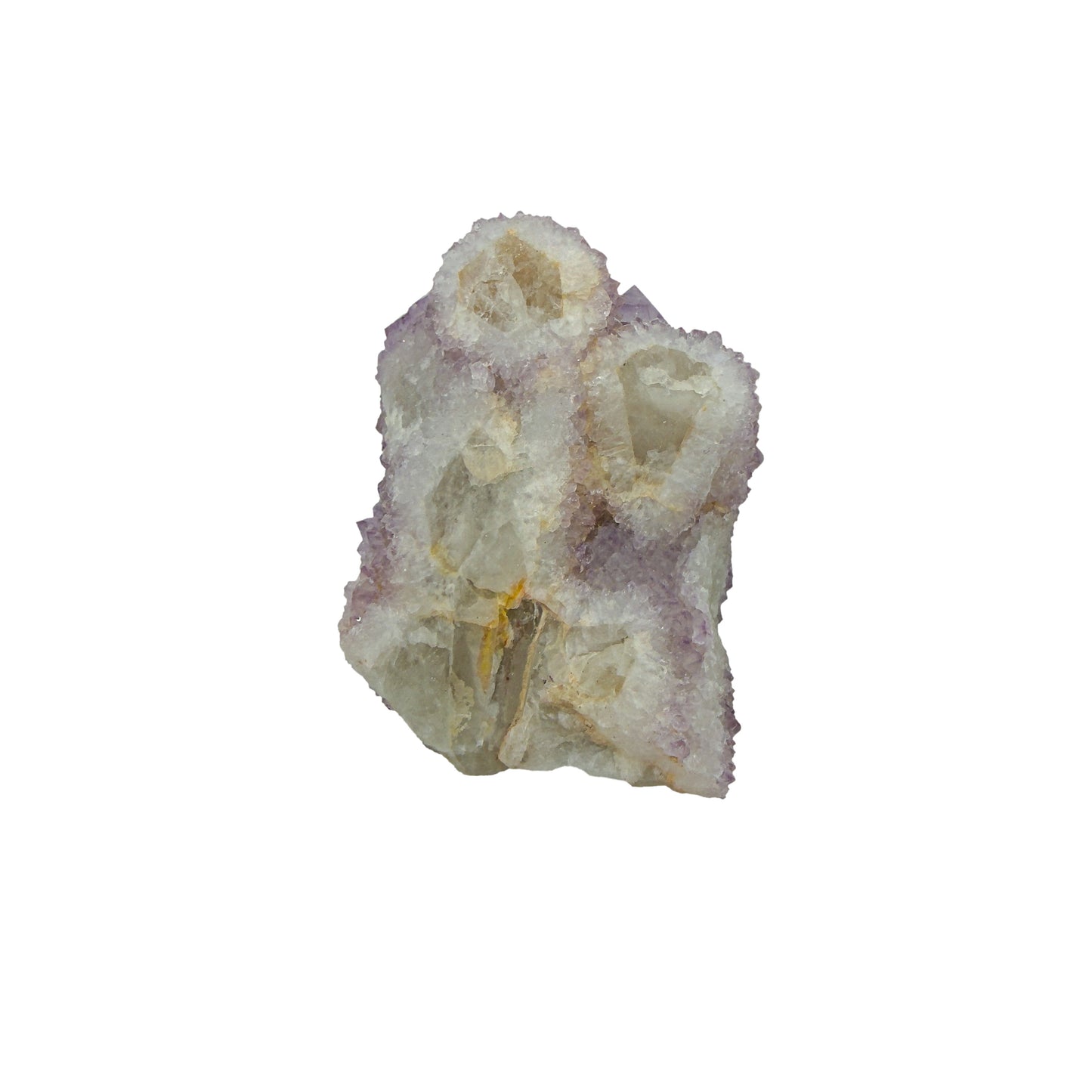 AA-grade cactus spirit quartz specimen from Mpumalanga South Africa, top-down view into the cluster terminations, 1.96 in L x 1.41 in W x 0.94 in H, 0.14 pounds, specimen 24.
