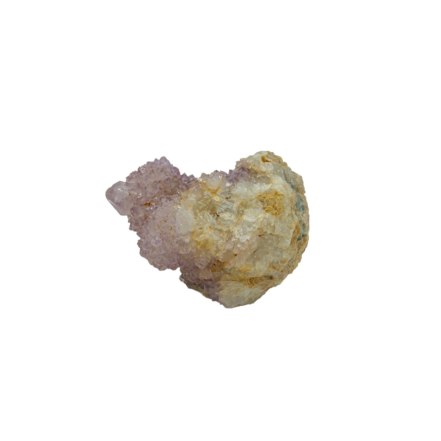 AA-grade cactus spirit quartz specimen from Mpumalanga South Africa, left profile, individual spirit quartz points catching the light, 2.19 in L x 1.42 in W x 1.61 in H, 0.19 pounds, specimen 2.