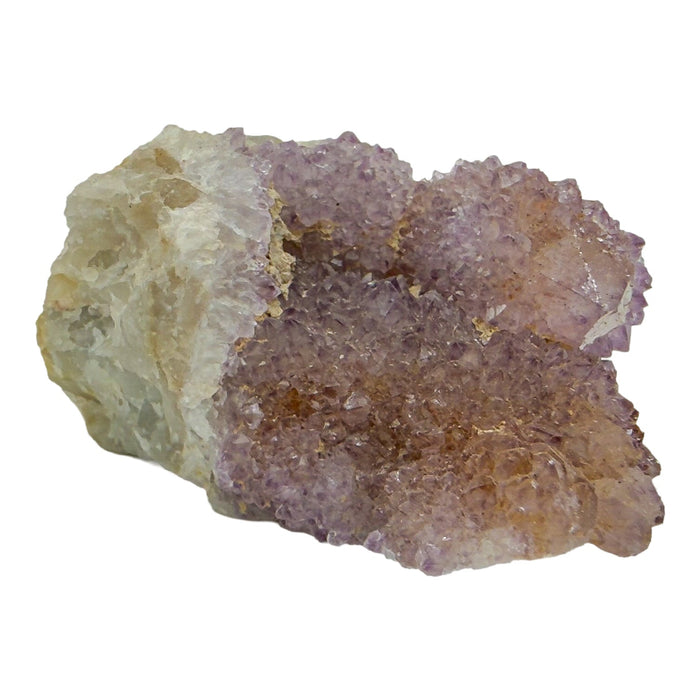 AA-grade cactus spirit quartz specimen from Mpumalanga South Africa, angled three-quarter view showing depth of the crystal coating, 2.61 in L x 1.23 in W x 1.26 in H, 0.20 pounds, specimen 4.