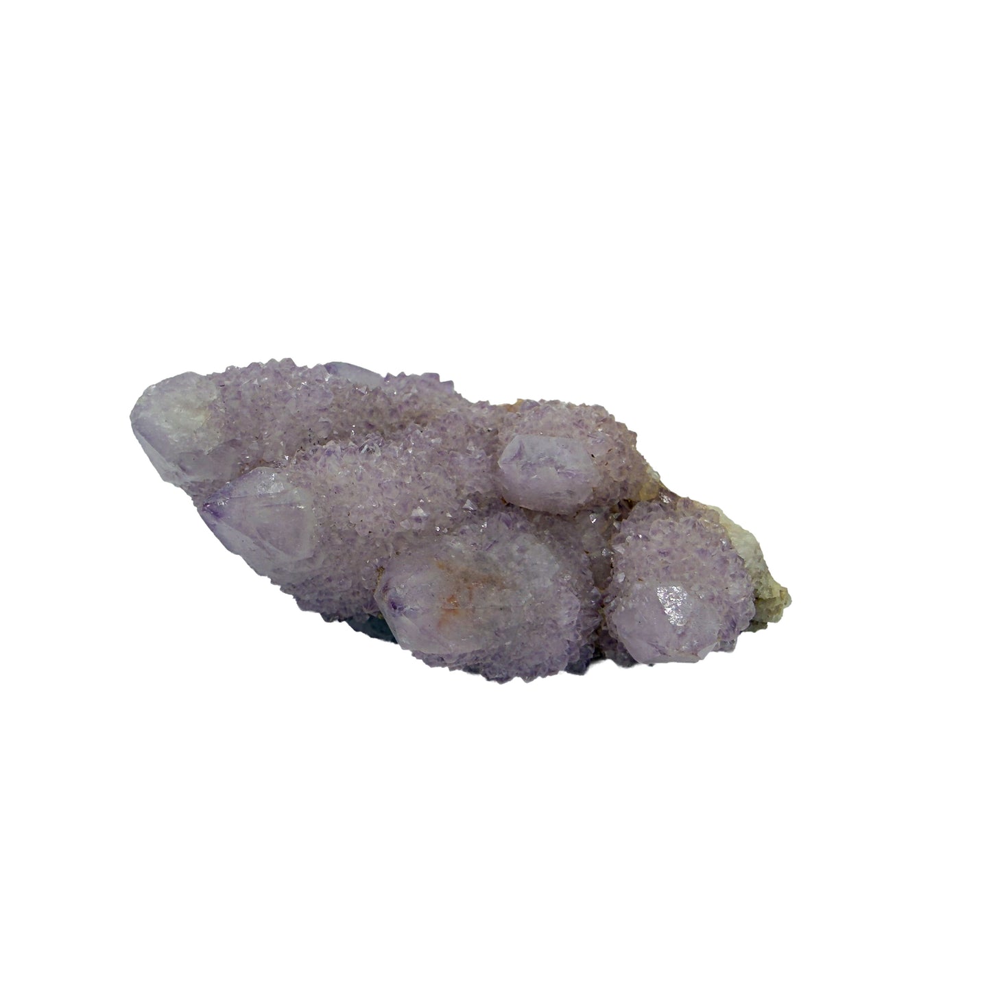 AA-grade cactus spirit quartz specimen from Mpumalanga South Africa, right profile, lavender and clear terminations across the body, 2.06 in L x 1.77 in W x 0.86 in H, 0.15 pounds, specimen 5.