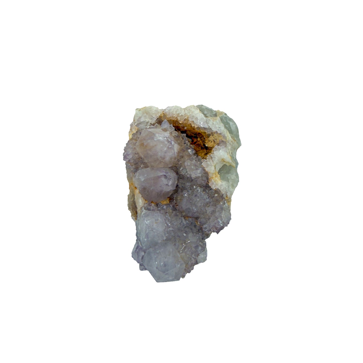 AA-grade cactus spirit quartz specimen from Mpumalanga South Africa, reverse side, full coverage of secondary crystals, 1.99 in L x 1.46 in W x 1.48 in H, 0.18 pounds, specimen 6.