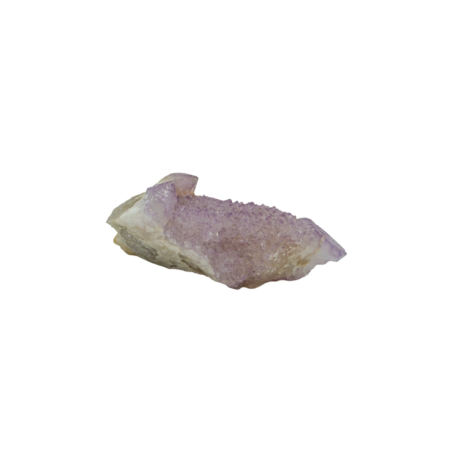 AA-grade cactus spirit quartz specimen from Mpumalanga South Africa, front view, druzy secondary points covering the host crystal, 2.69 in L x 1.26 in W x 1.07 in H, 0.14 pounds, specimen 8.